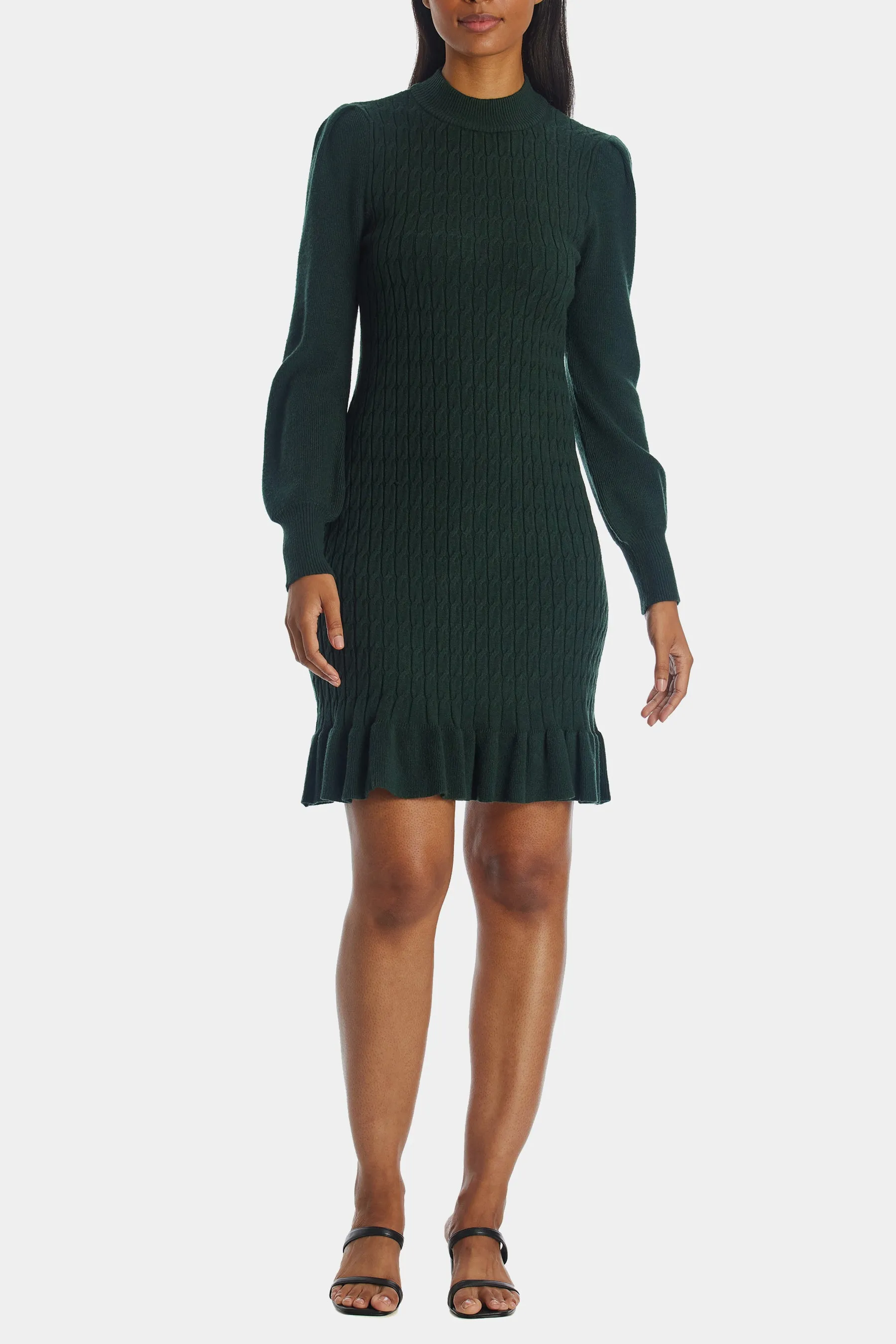 Cable Knit Peplum Sweater Dress