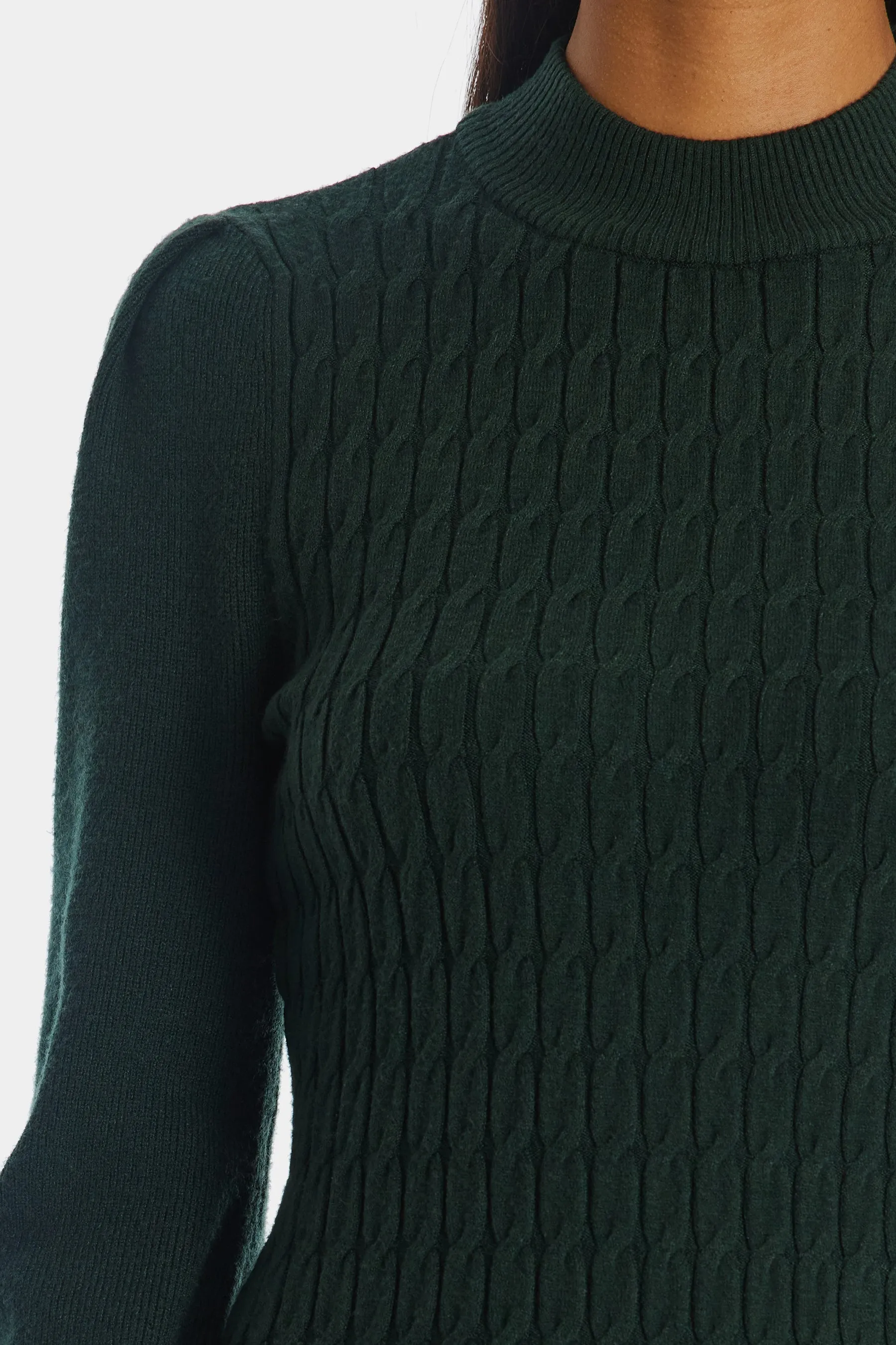 Cable Knit Peplum Sweater Dress