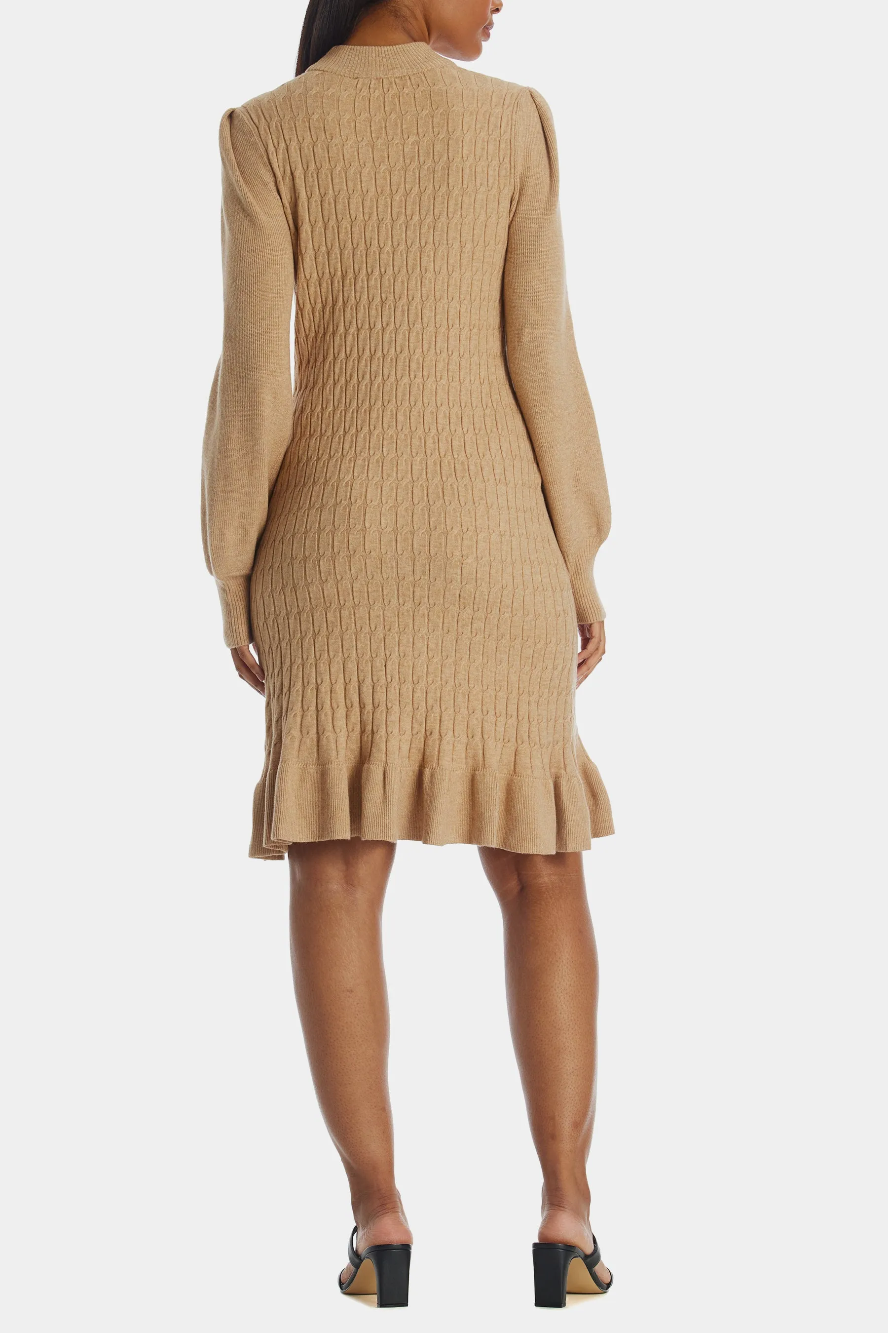 Cable Knit Peplum Sweater Dress