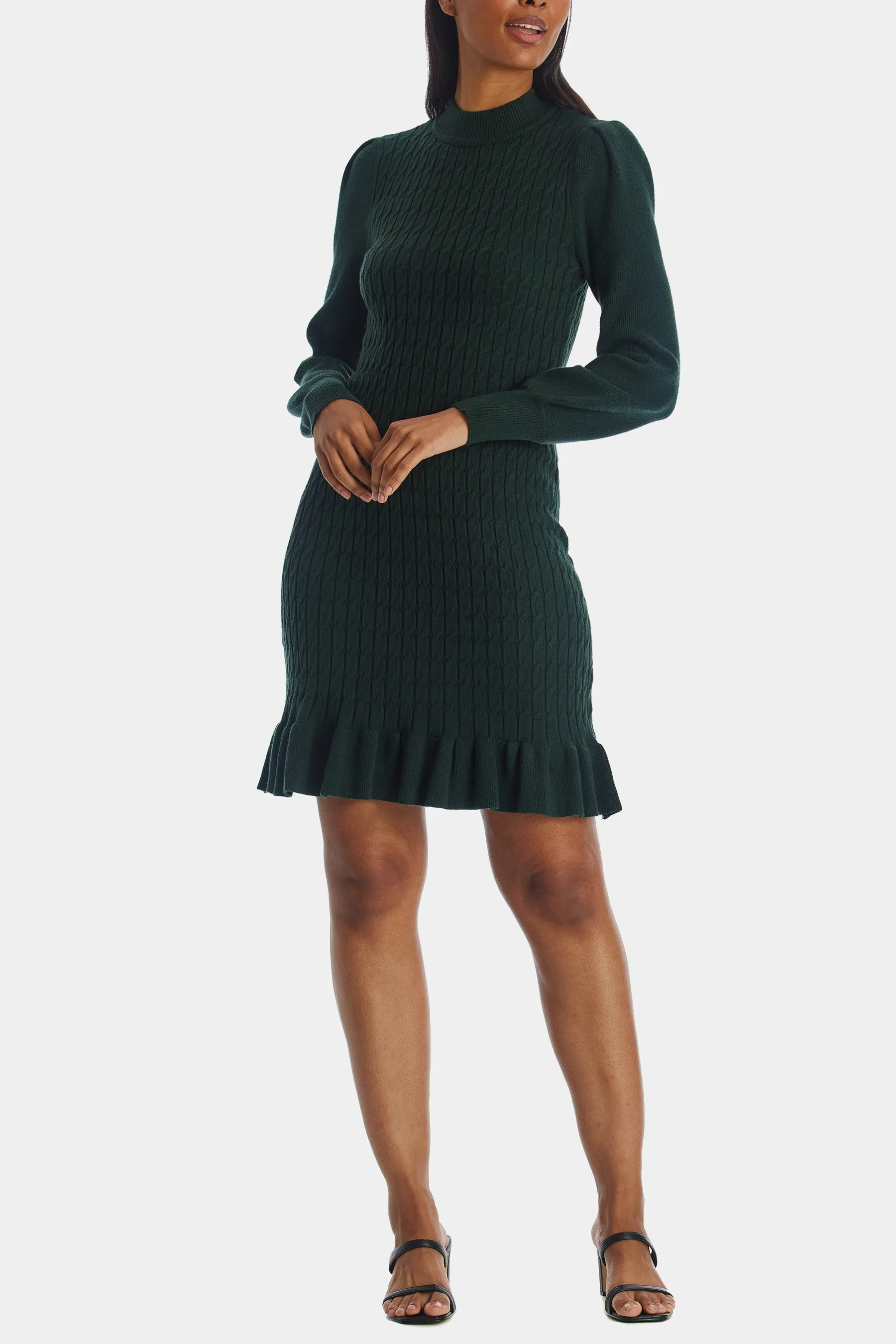 Cable Knit Peplum Sweater Dress