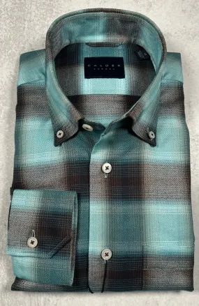 Calder Carmel Ultimate Brushed Oxford Ombre Sport Shirt in Turquoise