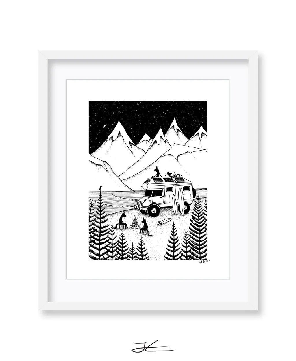 Camping With Dogs - Print/ Framed Print