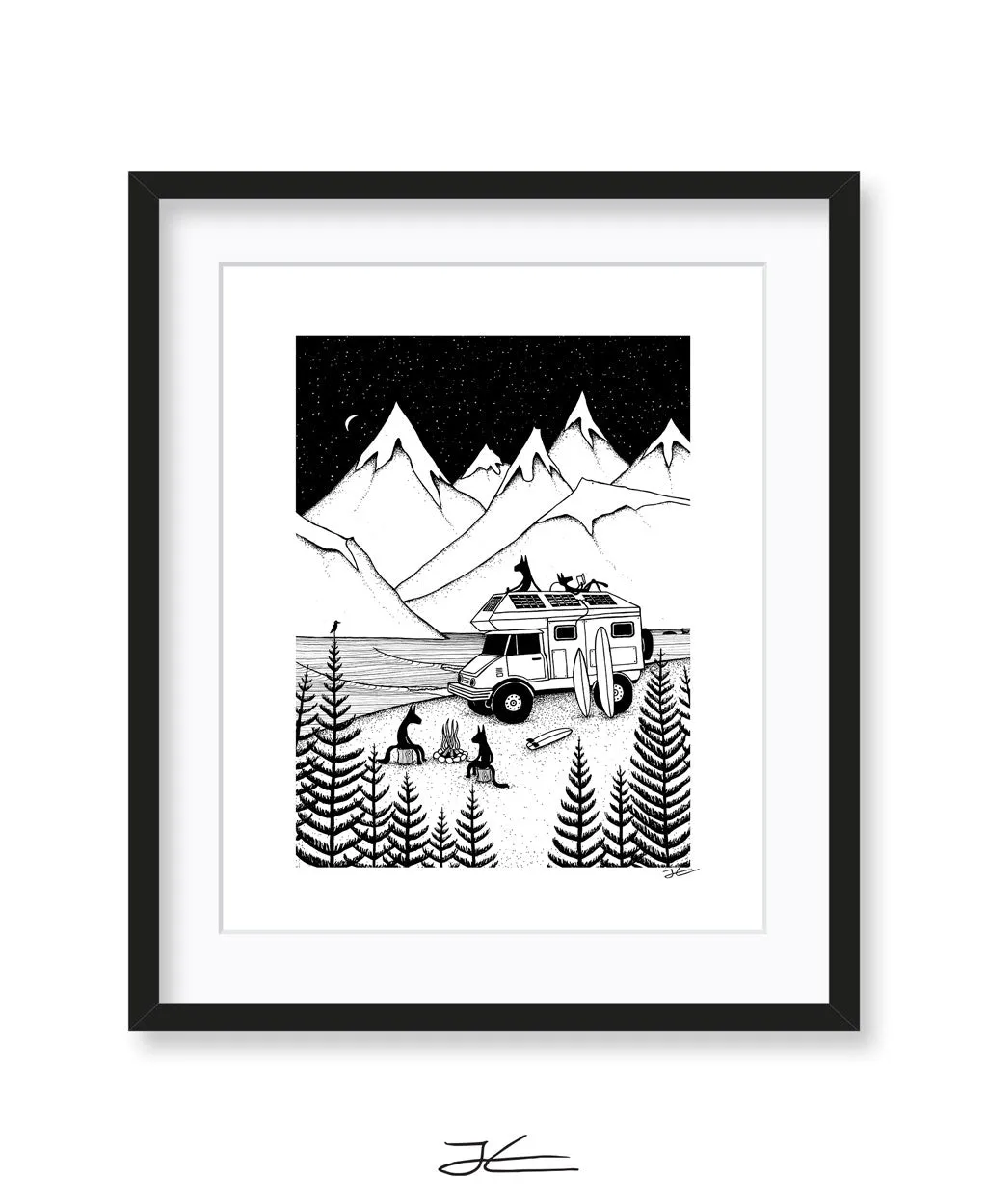 Camping With Dogs - Print/ Framed Print