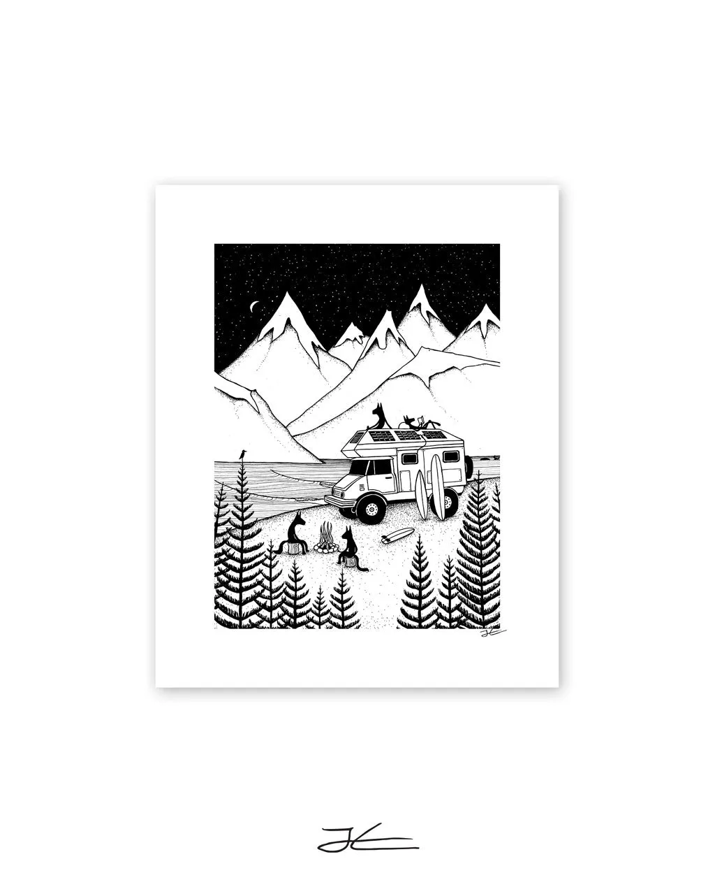 Camping With Dogs - Print/ Framed Print