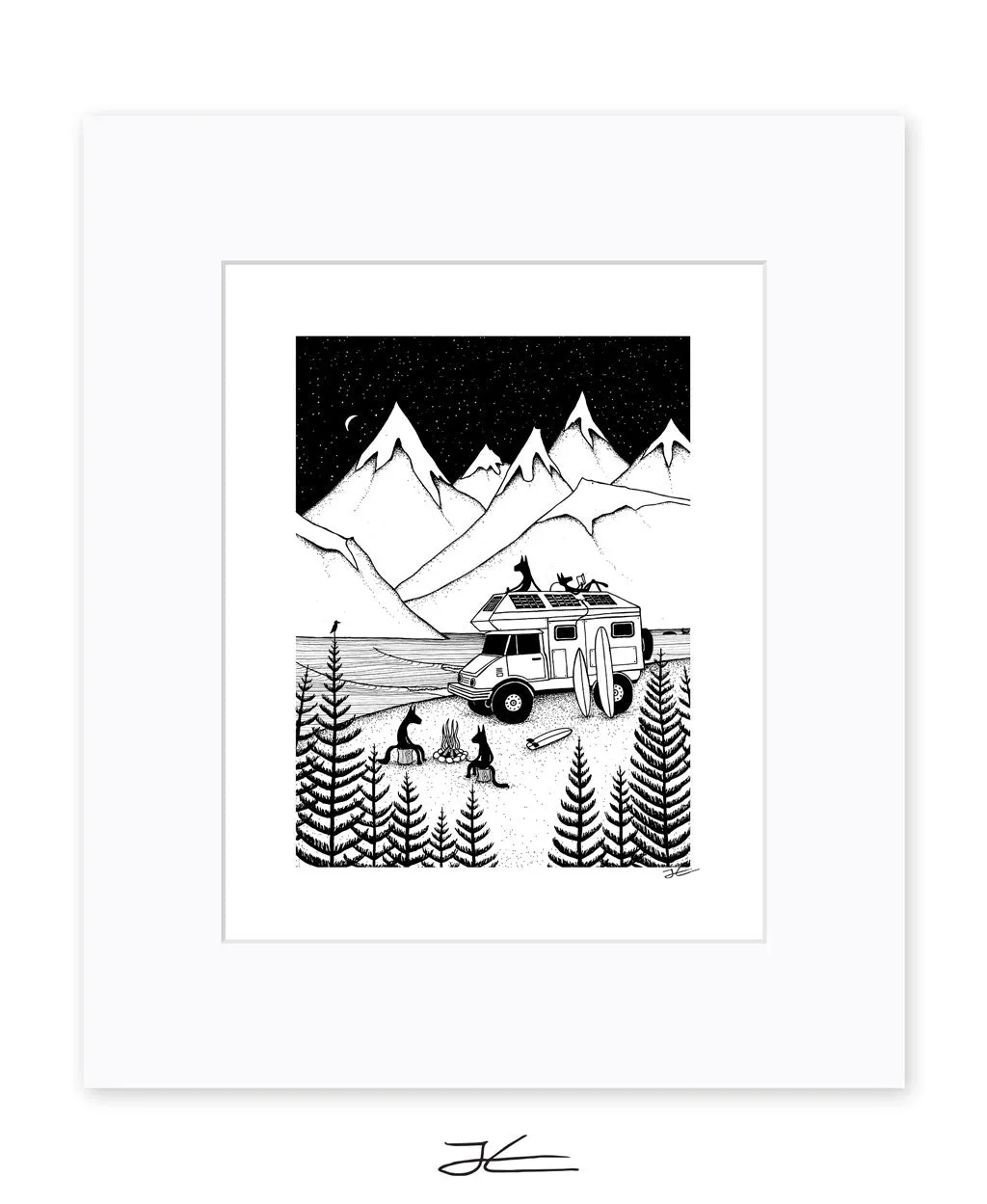 Camping With Dogs - Print/ Framed Print