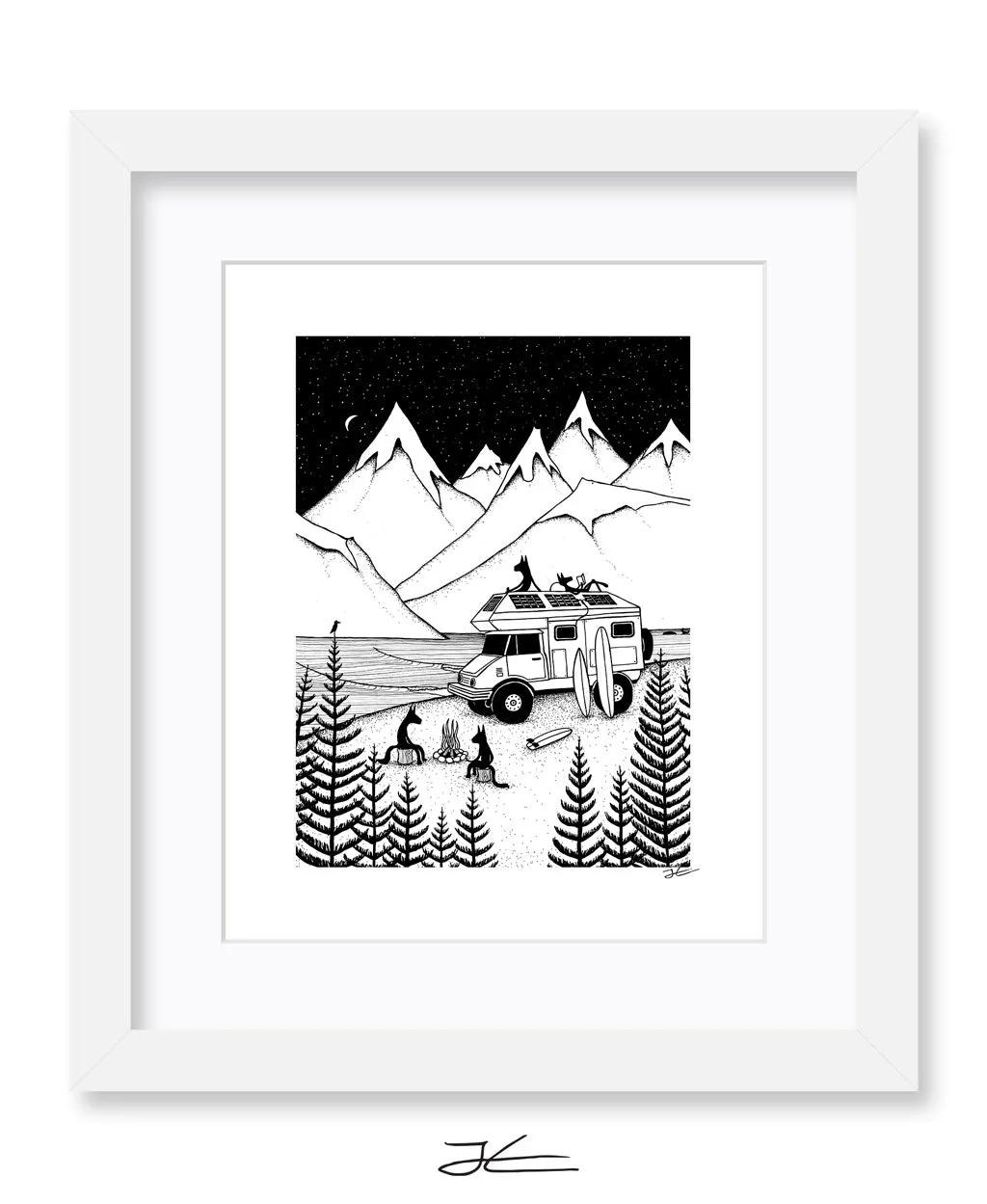 Camping With Dogs - Print/ Framed Print