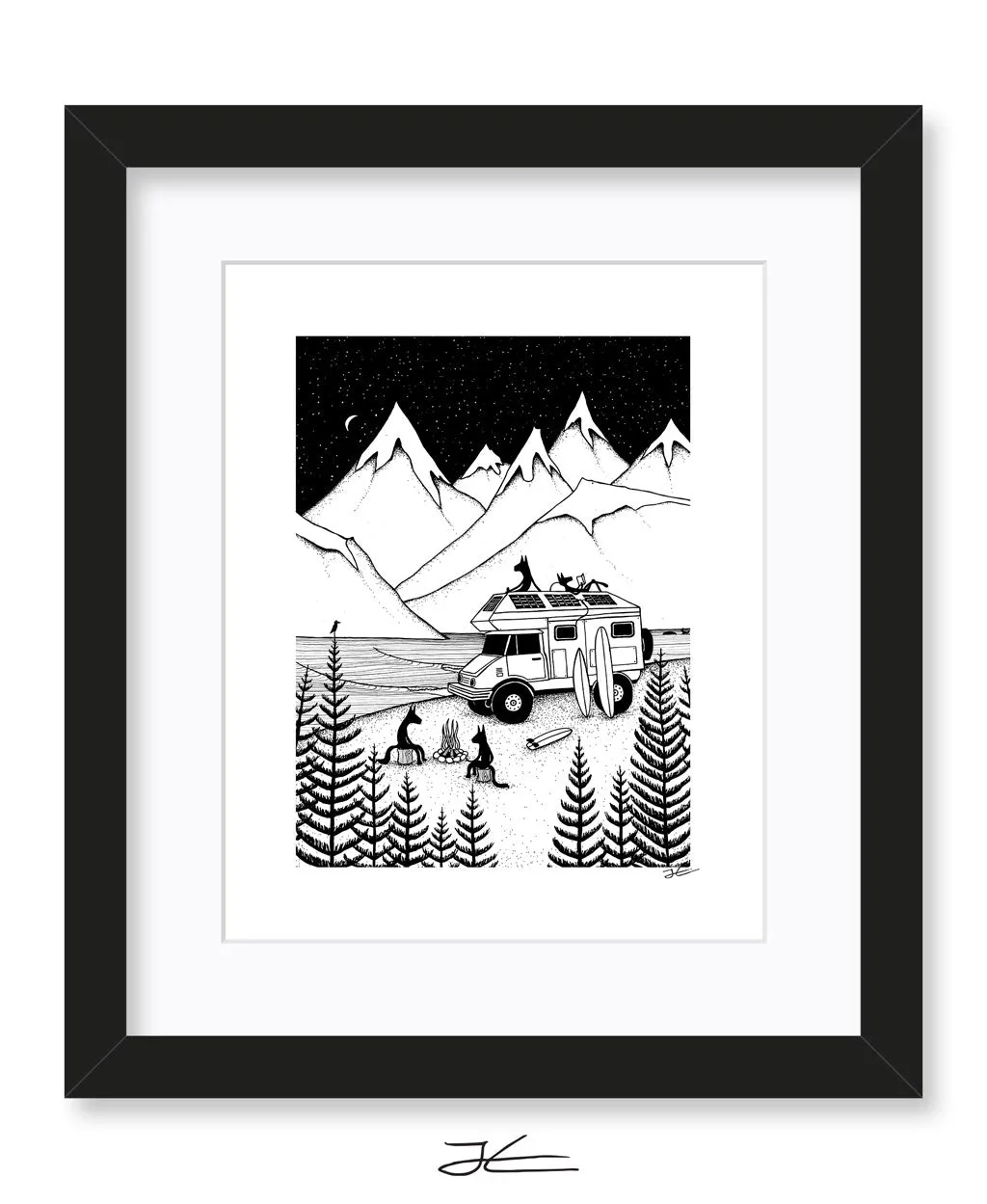 Camping With Dogs - Print/ Framed Print