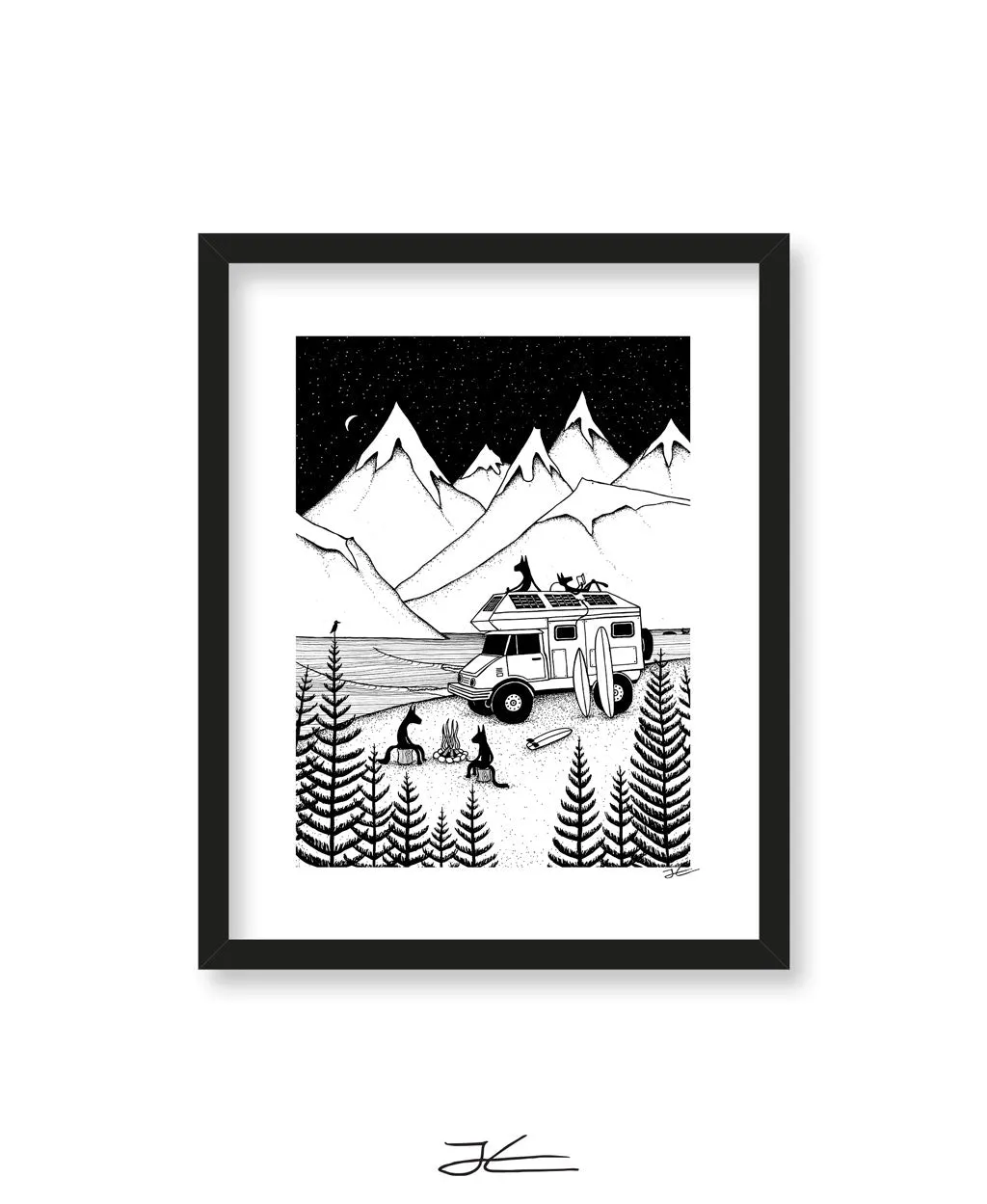 Camping With Dogs - Print/ Framed Print