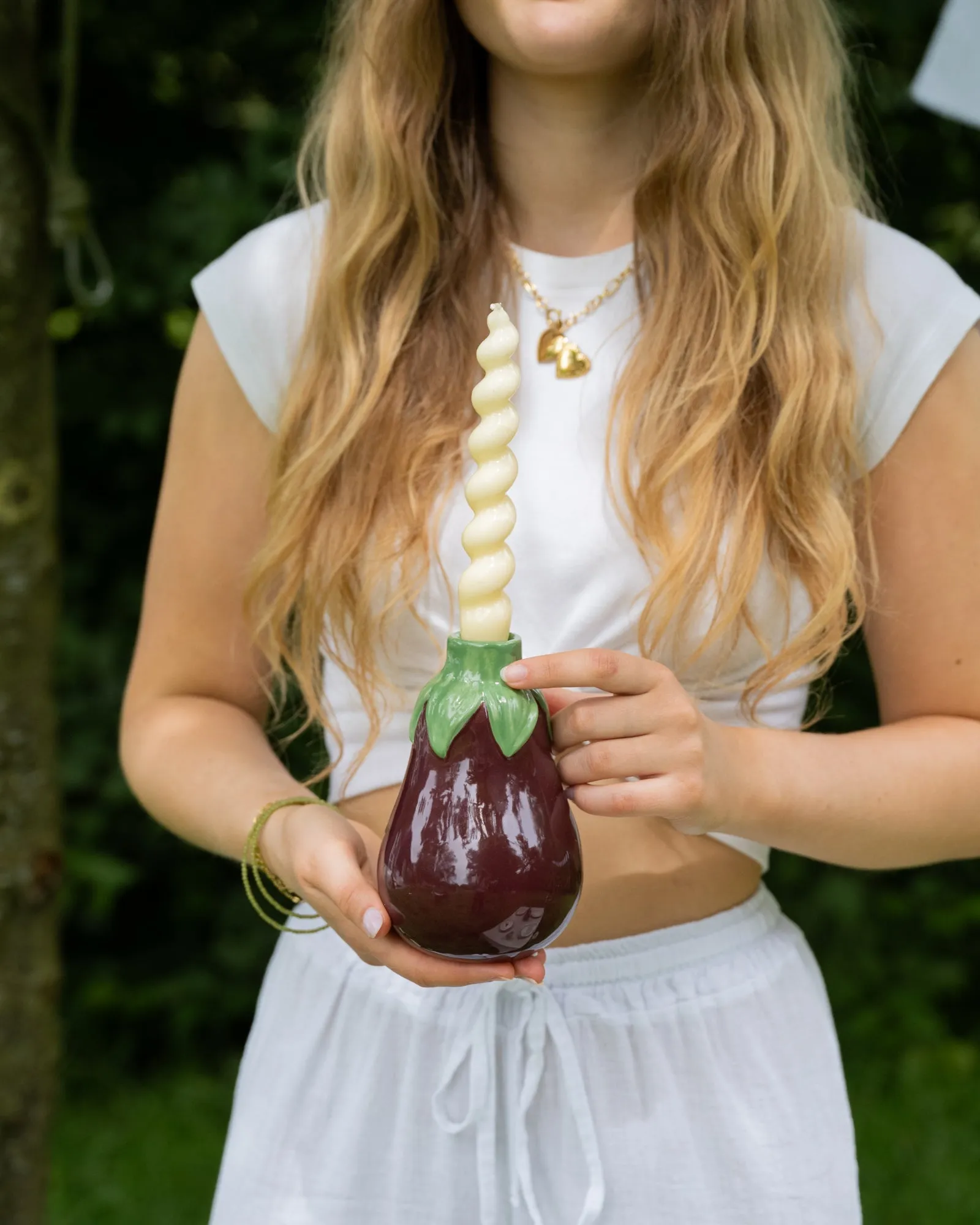 Candle Holder Eggplant