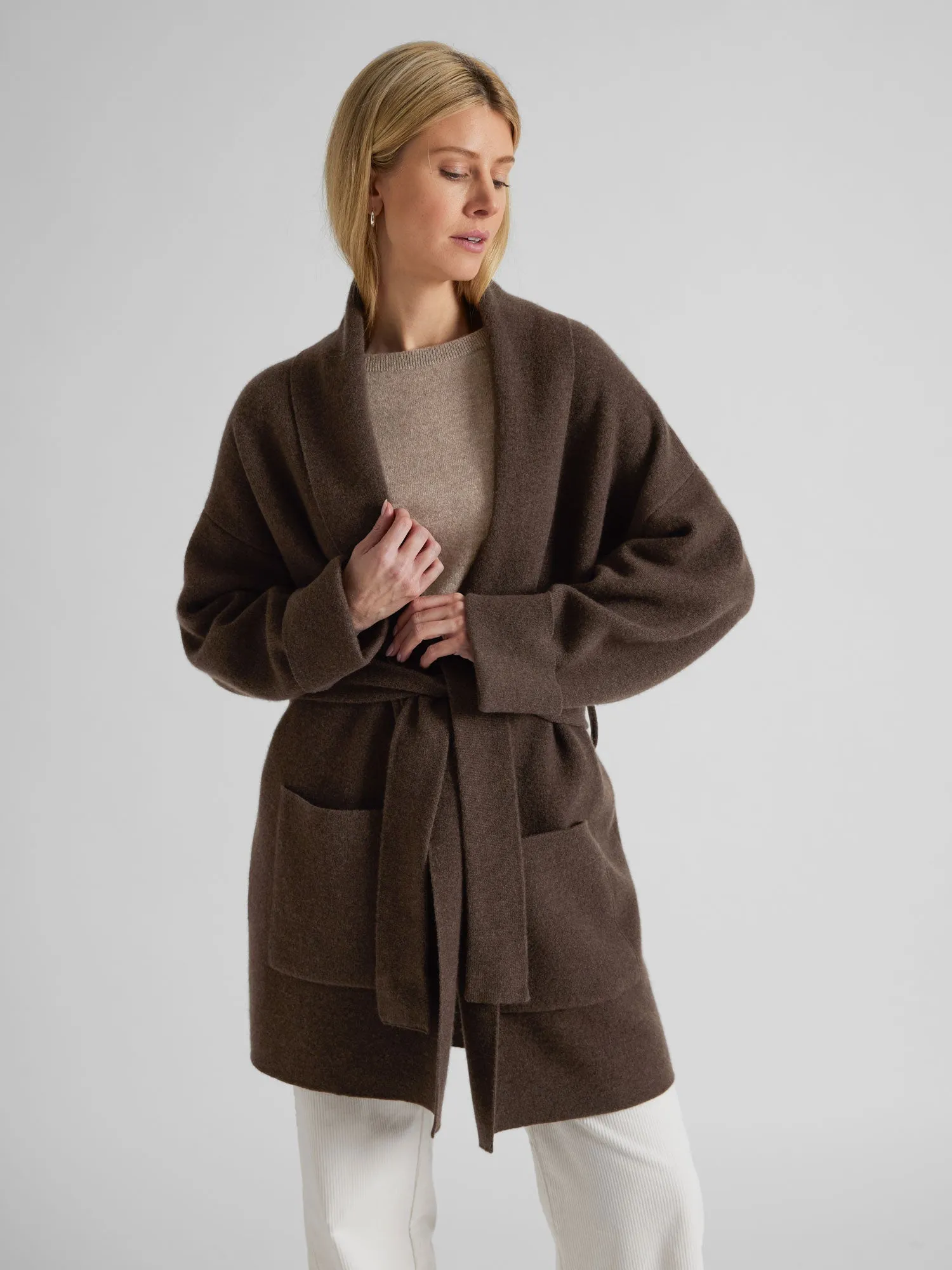 Cashmere coat "Liv" - dark brown