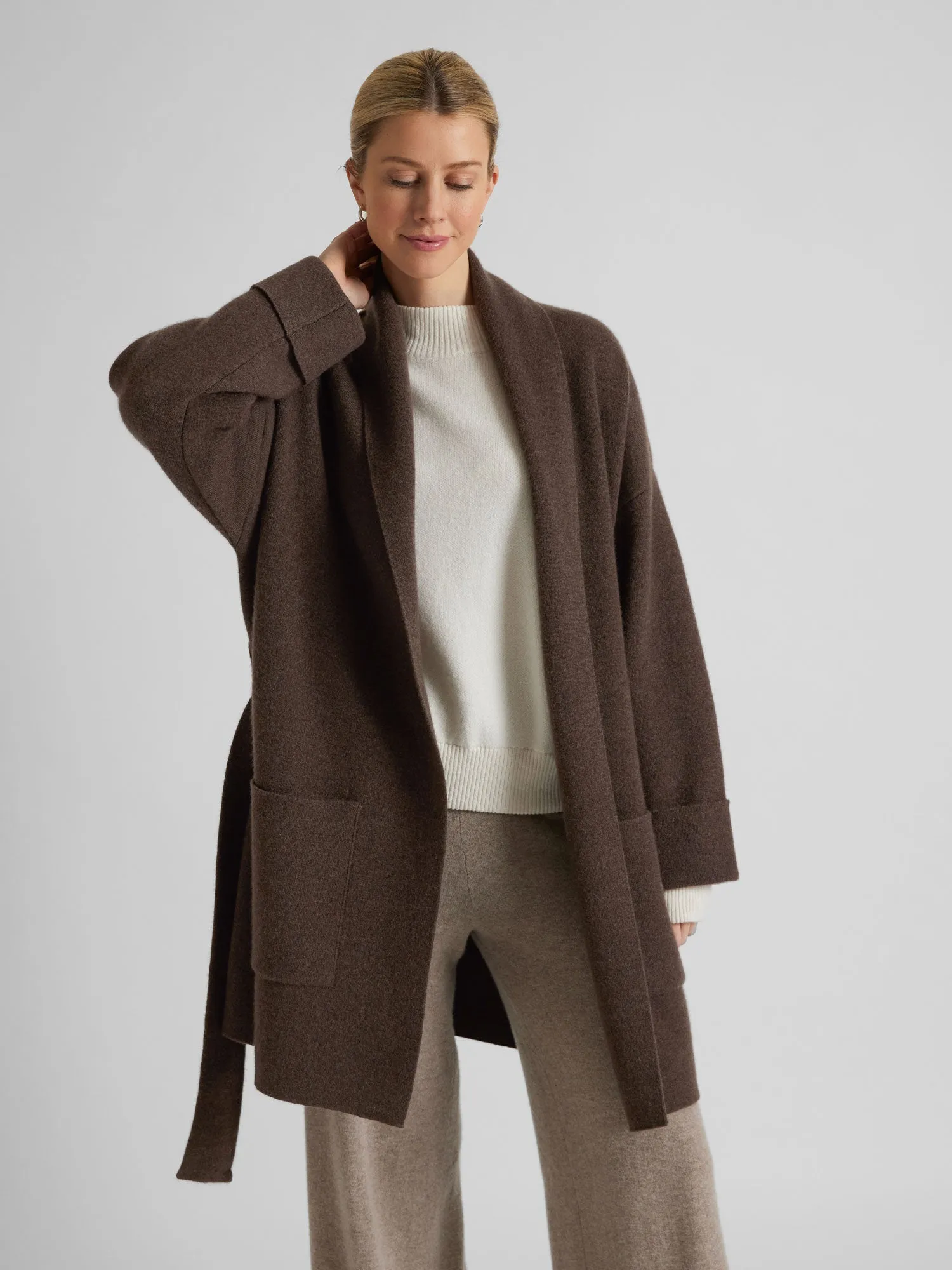 Cashmere coat "Liv" - dark brown