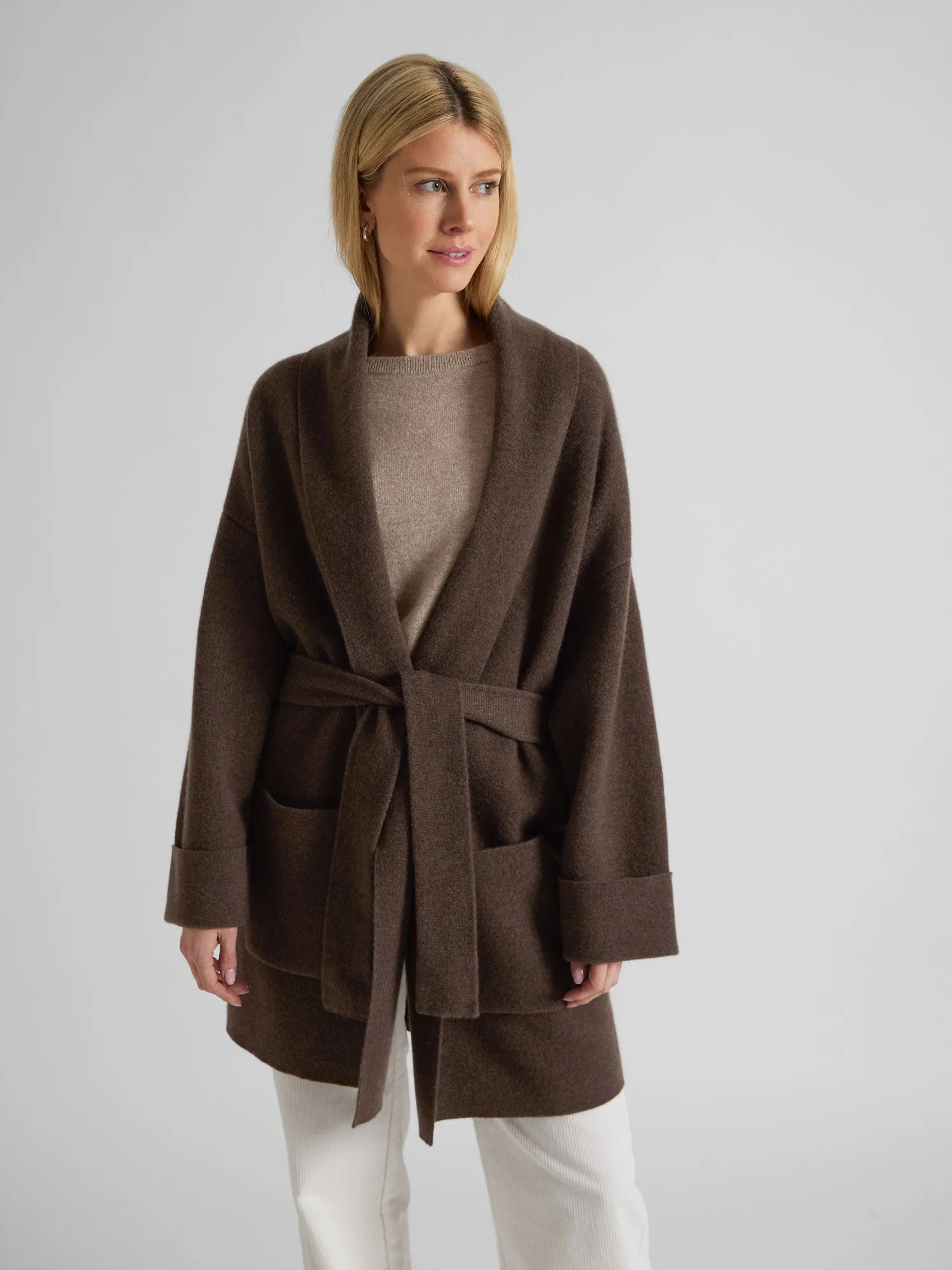 Cashmere coat "Liv" - dark brown