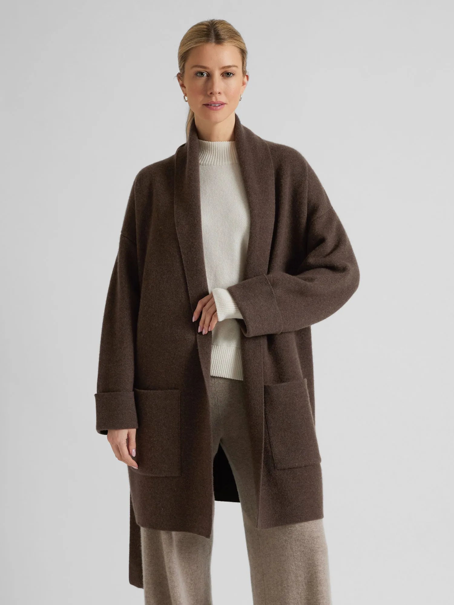 Cashmere coat "Liv" - dark brown