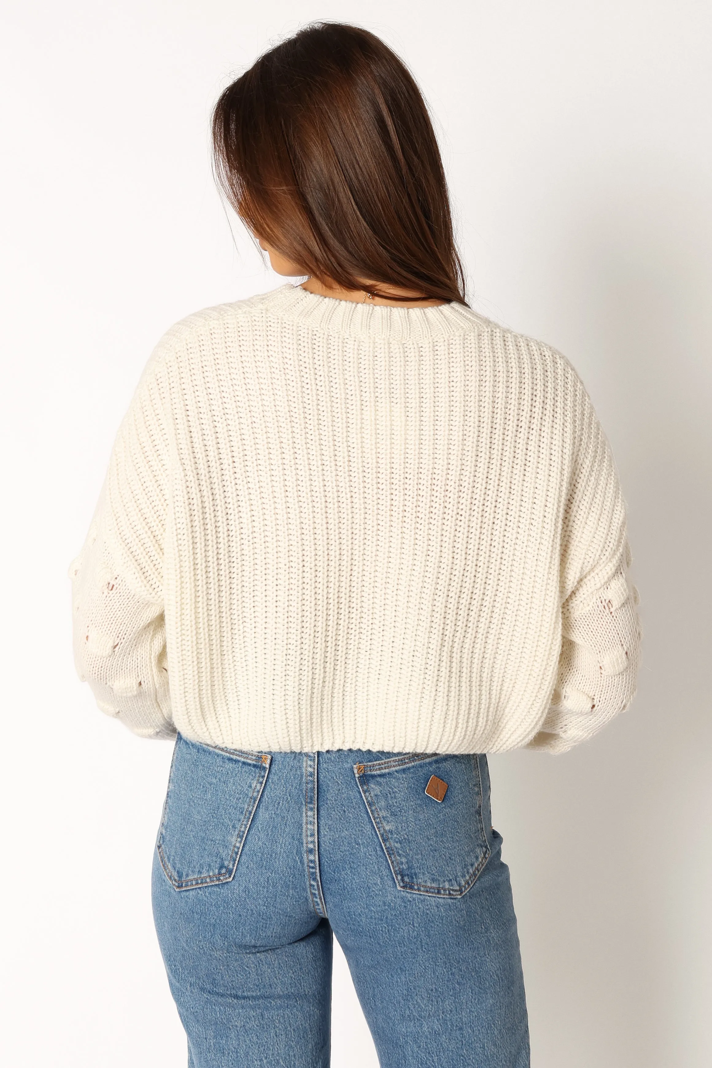 Catalina Polka Dot Texture Knit Sweater - Ivory