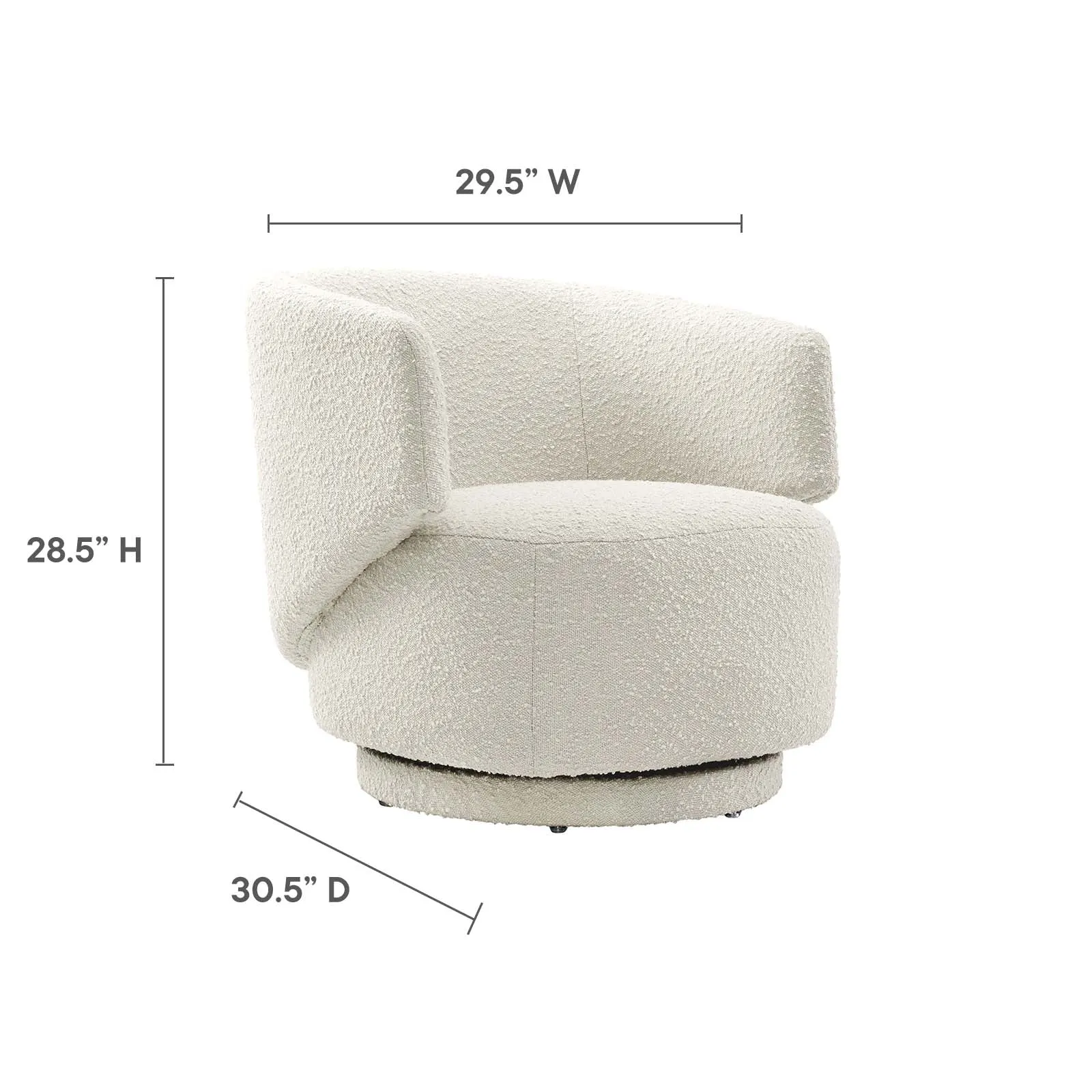 Celestia Boucle Fabric Fabric and Wood Swivel Chair by Modway