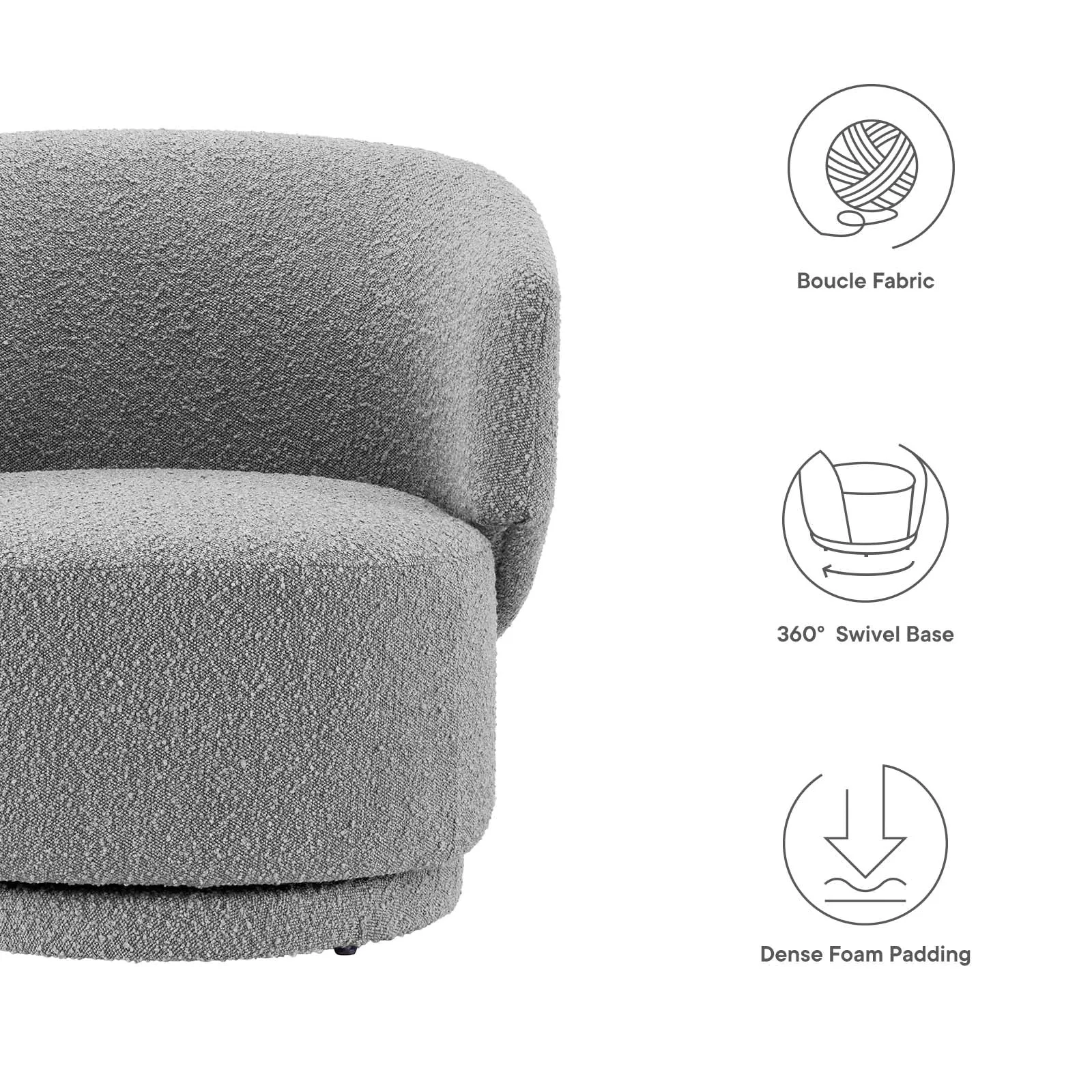 Celestia Boucle Fabric Fabric and Wood Swivel Chair by Modway