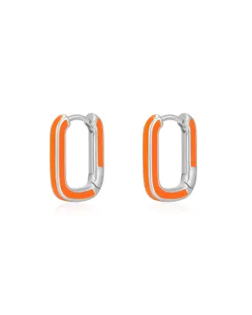 Chain Link Huggies- Neon Orange- Silver