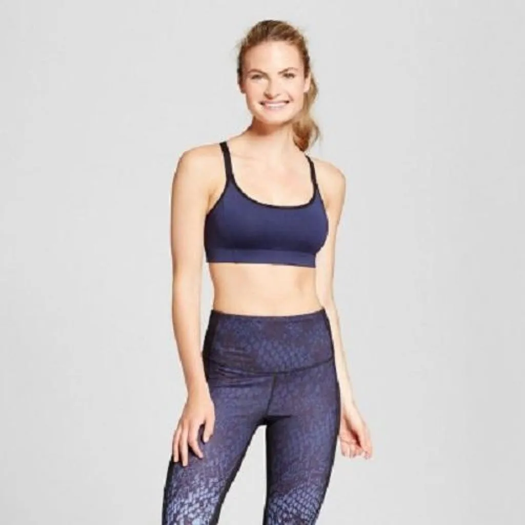 Champion N9688 Strappy Cami Wire Free Sports Bra MEDIUM Indigo Navy Blue