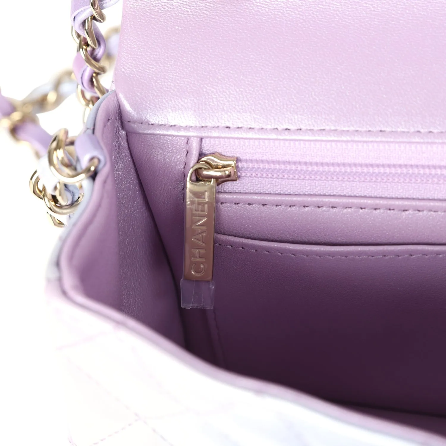 Chanel Mini Rectangular Flap Bag Purple Ombre Lambskin Light Gold Hardware