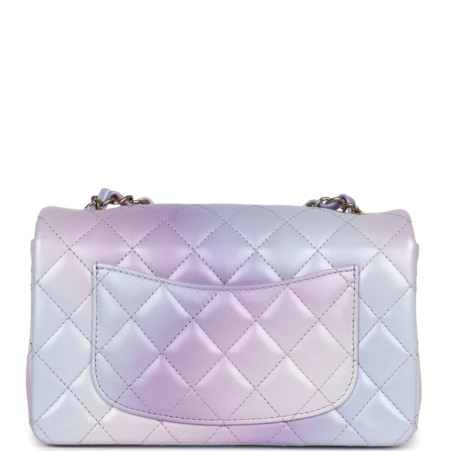 Chanel Mini Rectangular Flap Bag Purple Ombre Lambskin Light Gold Hardware