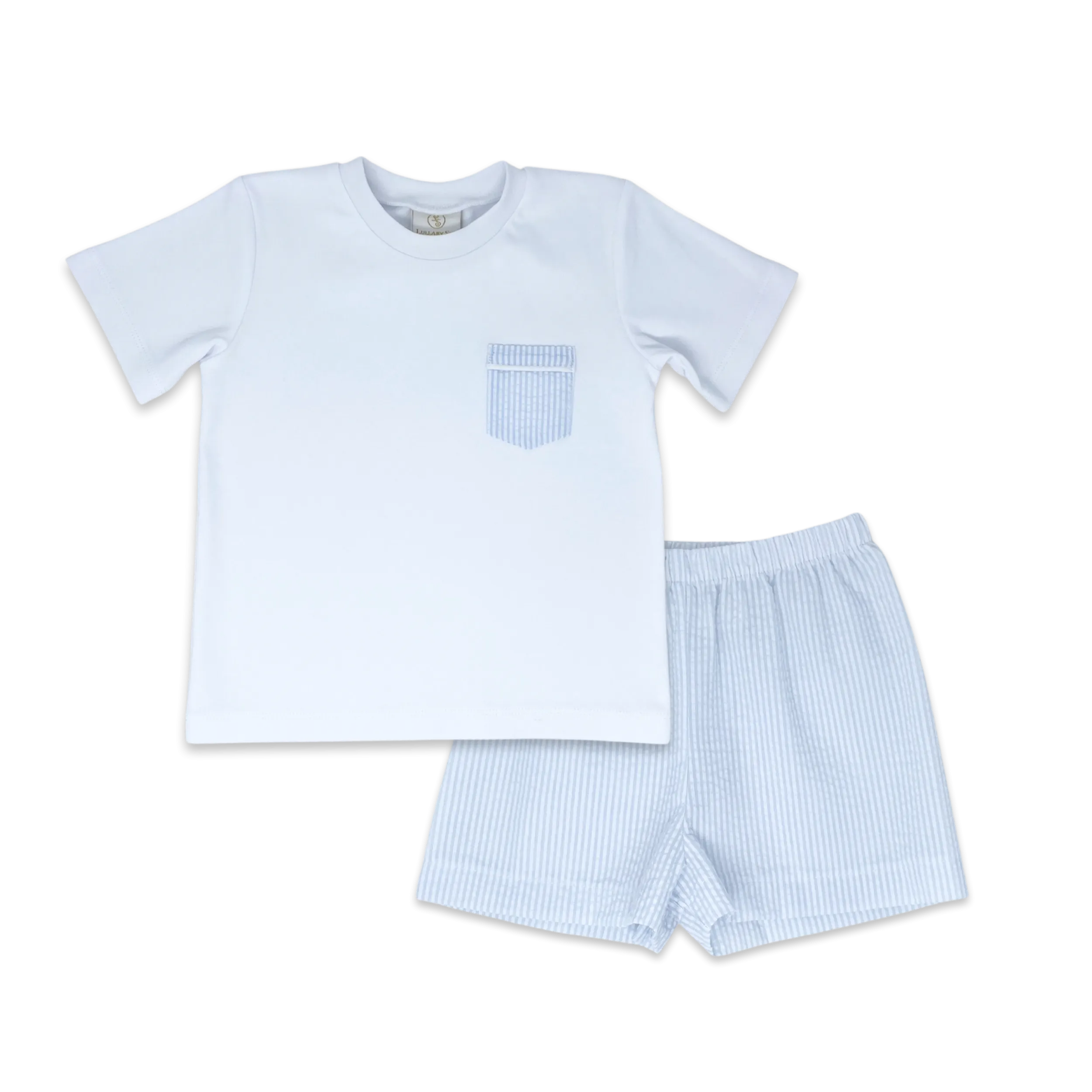 Charlie Short Set | Blue Seersucker (2T)