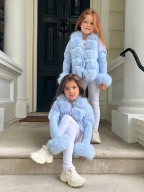 Childrens Baby Blue Premium Faux Fur Cardigan