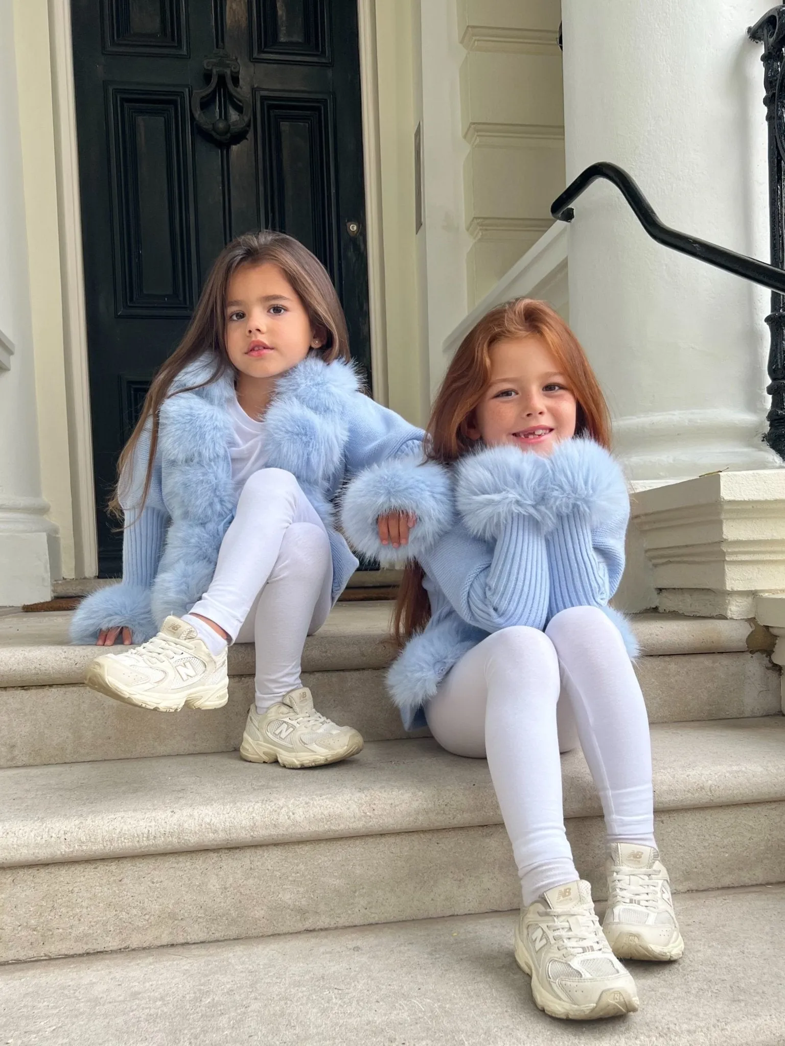 Childrens Baby Blue Premium Faux Fur Cardigan