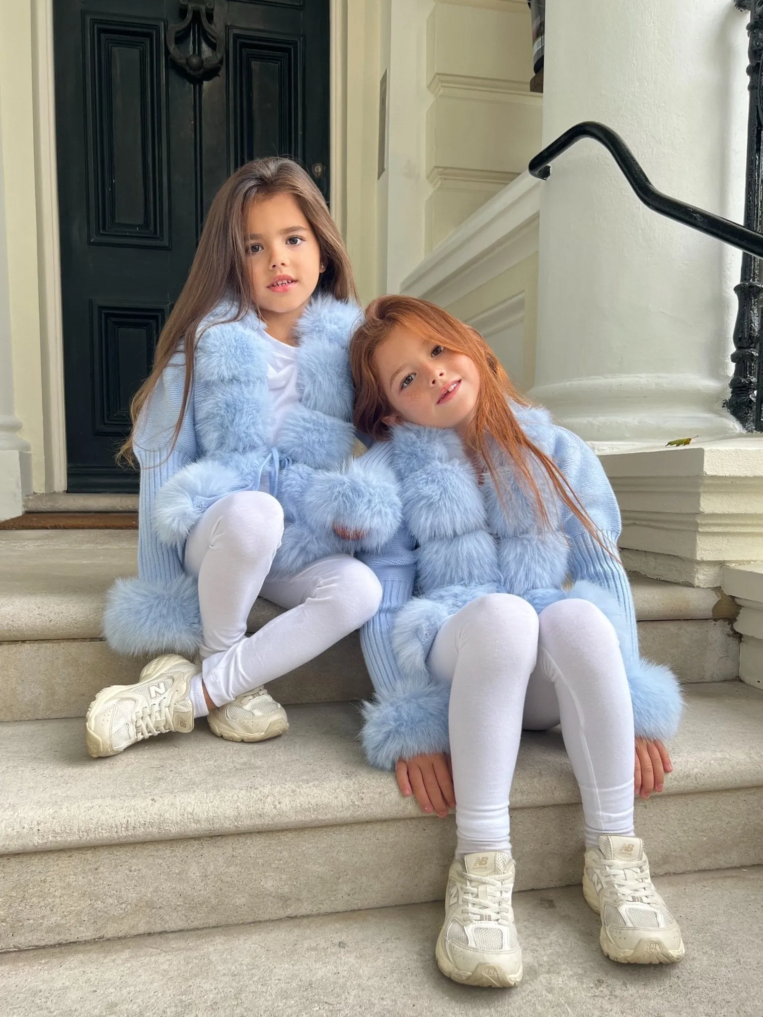 Childrens Baby Blue Premium Faux Fur Cardigan