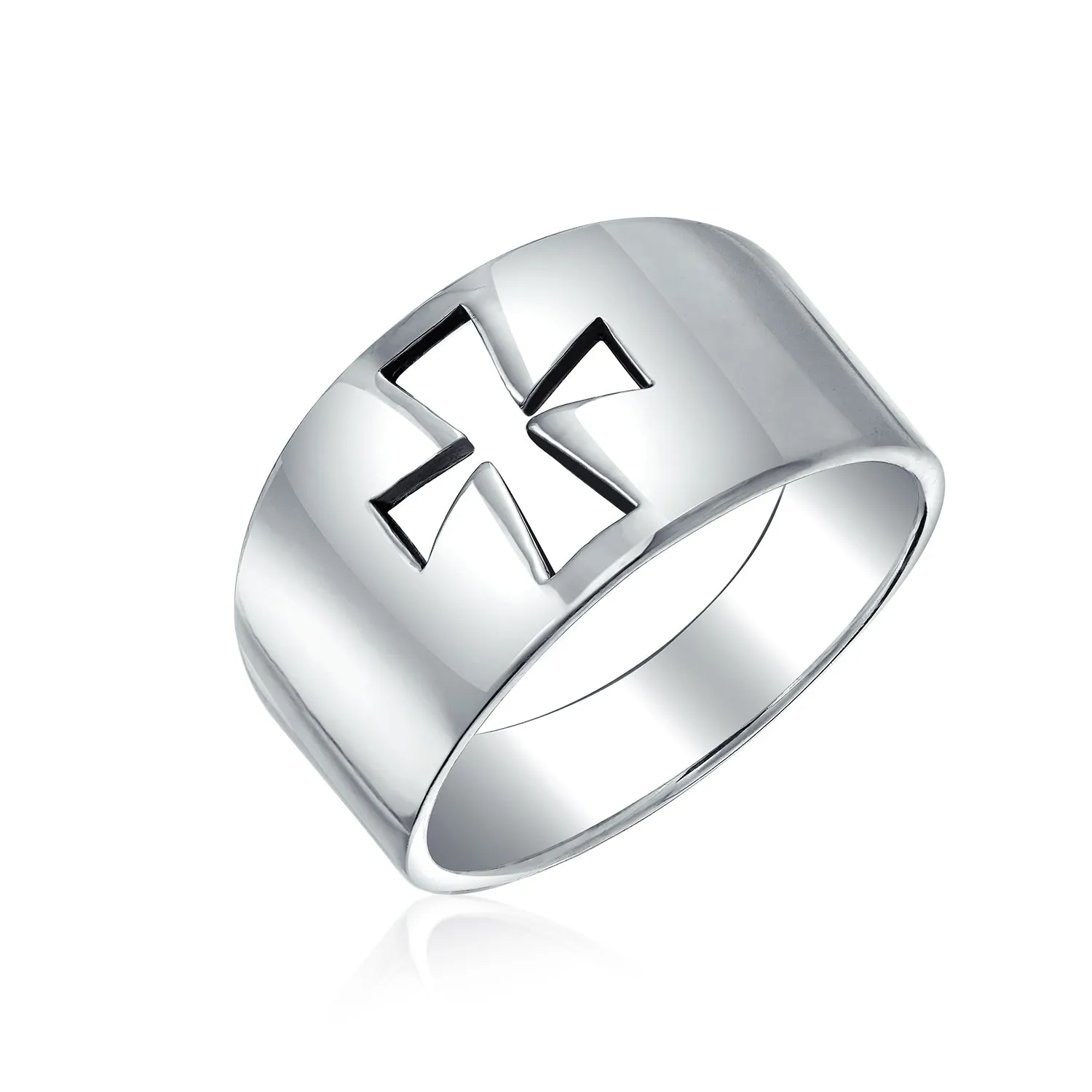 Christian Religious Fleur De Lis Cross Ring Oxidized Sterling Silver