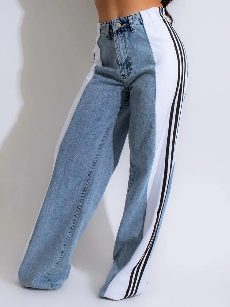 Contrast Stripe Denim Jeans