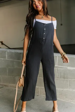 Court Henley Jumpsuit - Charcoal*