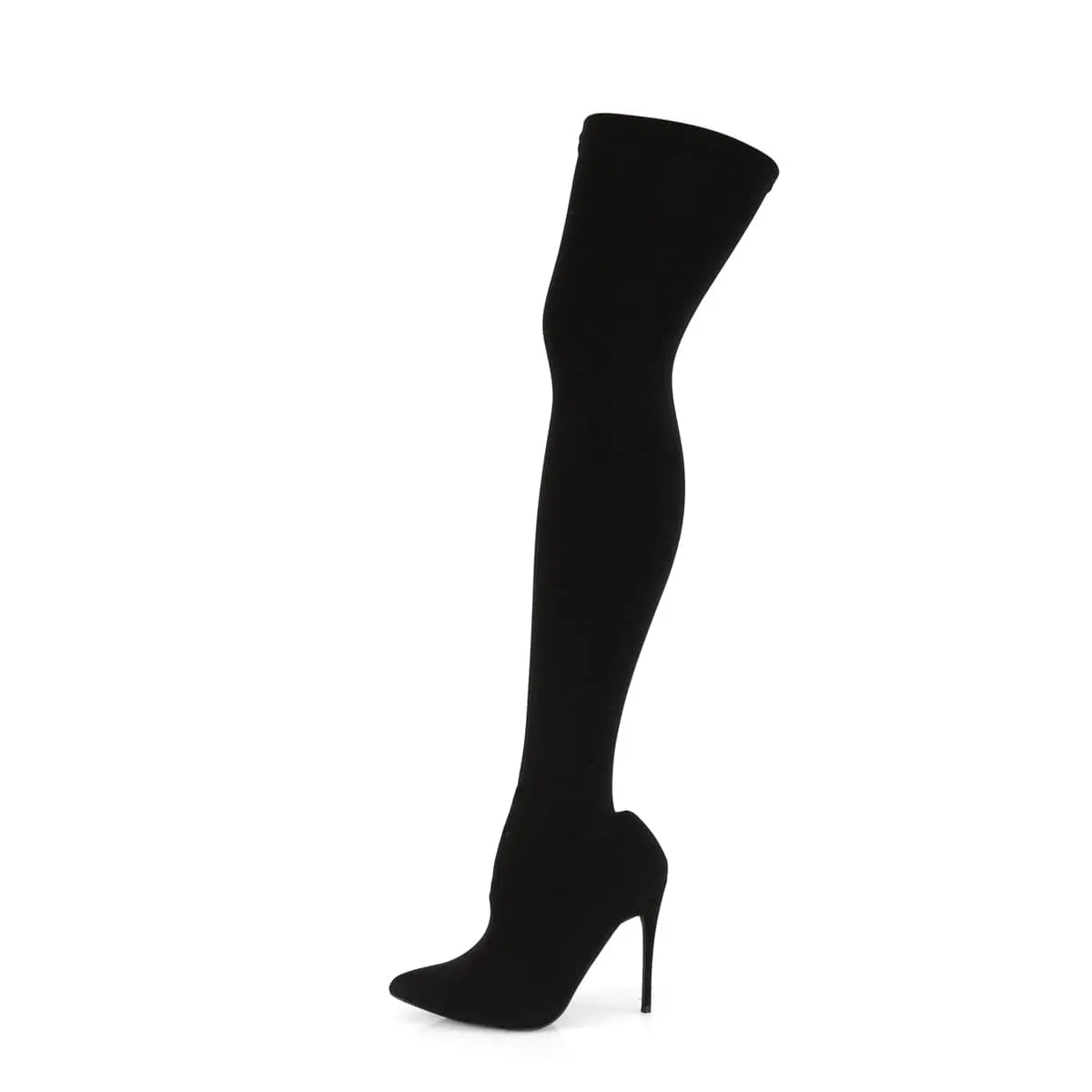 COURTLY-3005 Nylon Thigh High Boots