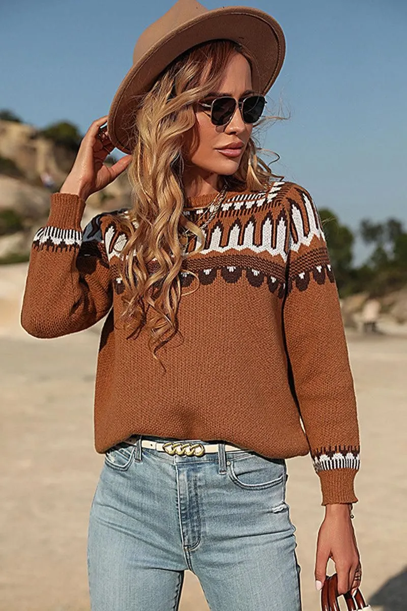 COW GIRL PATTERNED CASUAL LONG SLEEVE TOP