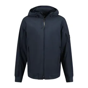 CP COMPANY SOFTSHELL HOODED ARM LENS JACKET NAVY