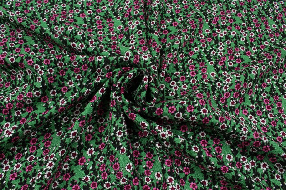 Crepe de Chine - Viscose Wool Blend - Ditsy Floral Print