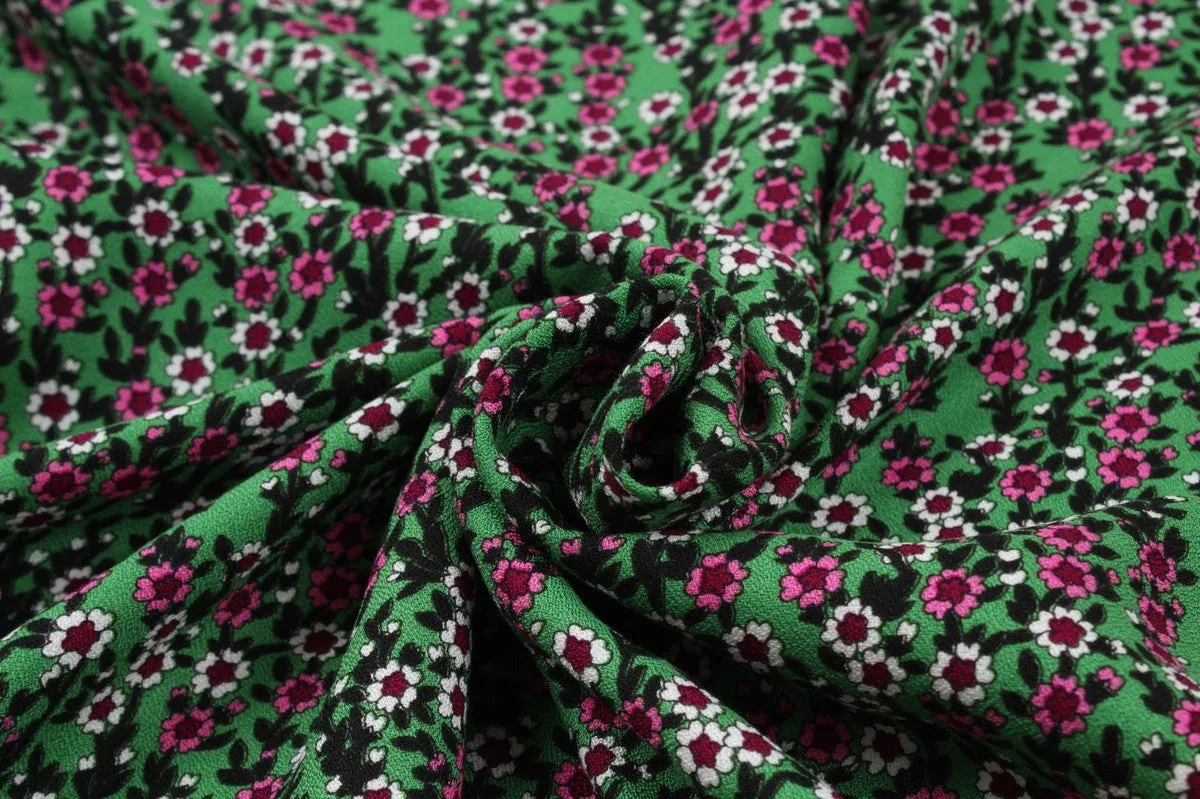 Crepe de Chine - Viscose Wool Blend - Ditsy Floral Print