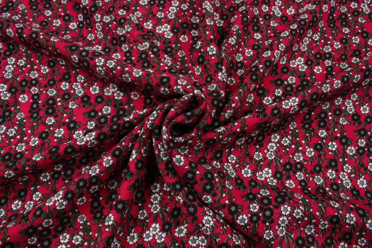 Crepe de Chine - Viscose Wool Blend - Ditsy Floral Print