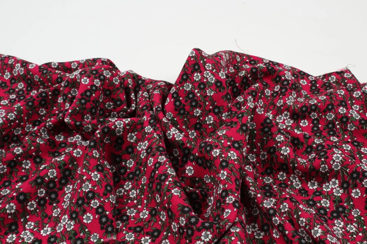 Crepe de Chine - Viscose Wool Blend - Ditsy Floral Print