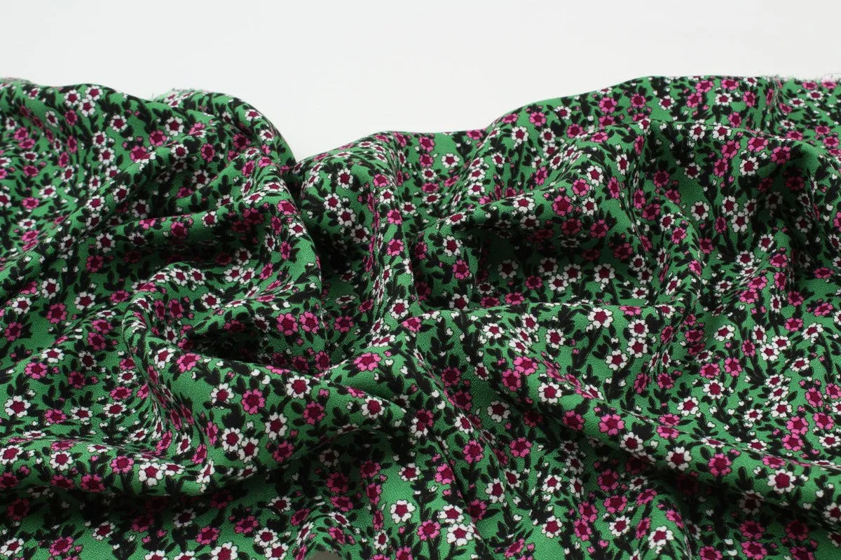 Crepe de Chine - Viscose Wool Blend - Ditsy Floral Print