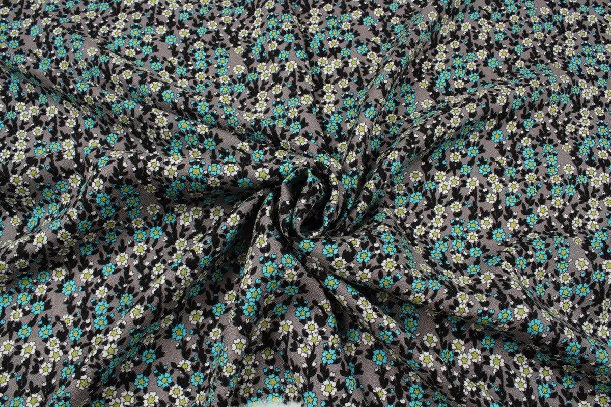 Crepe de Chine - Viscose Wool Blend - Ditsy Floral Print