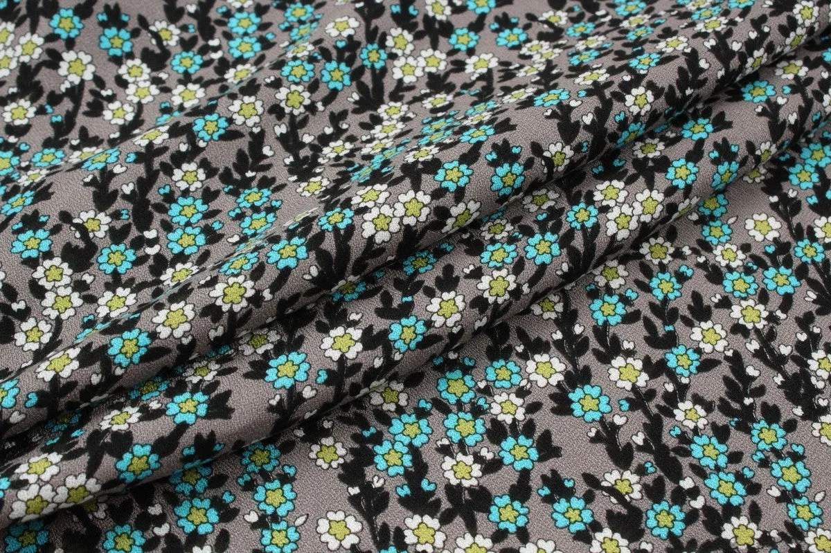 Crepe de Chine - Viscose Wool Blend - Ditsy Floral Print