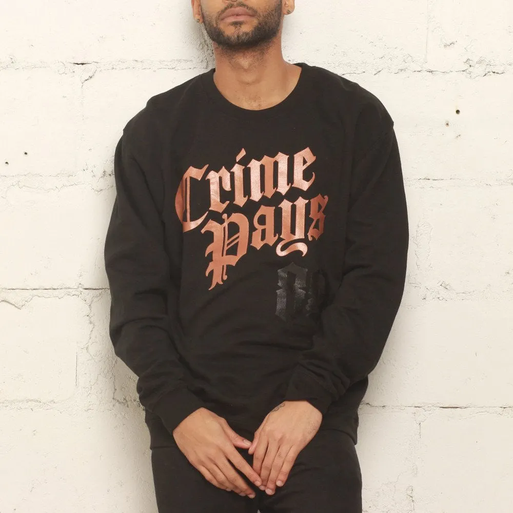 Crime Pays Crewneck Metallic Copper