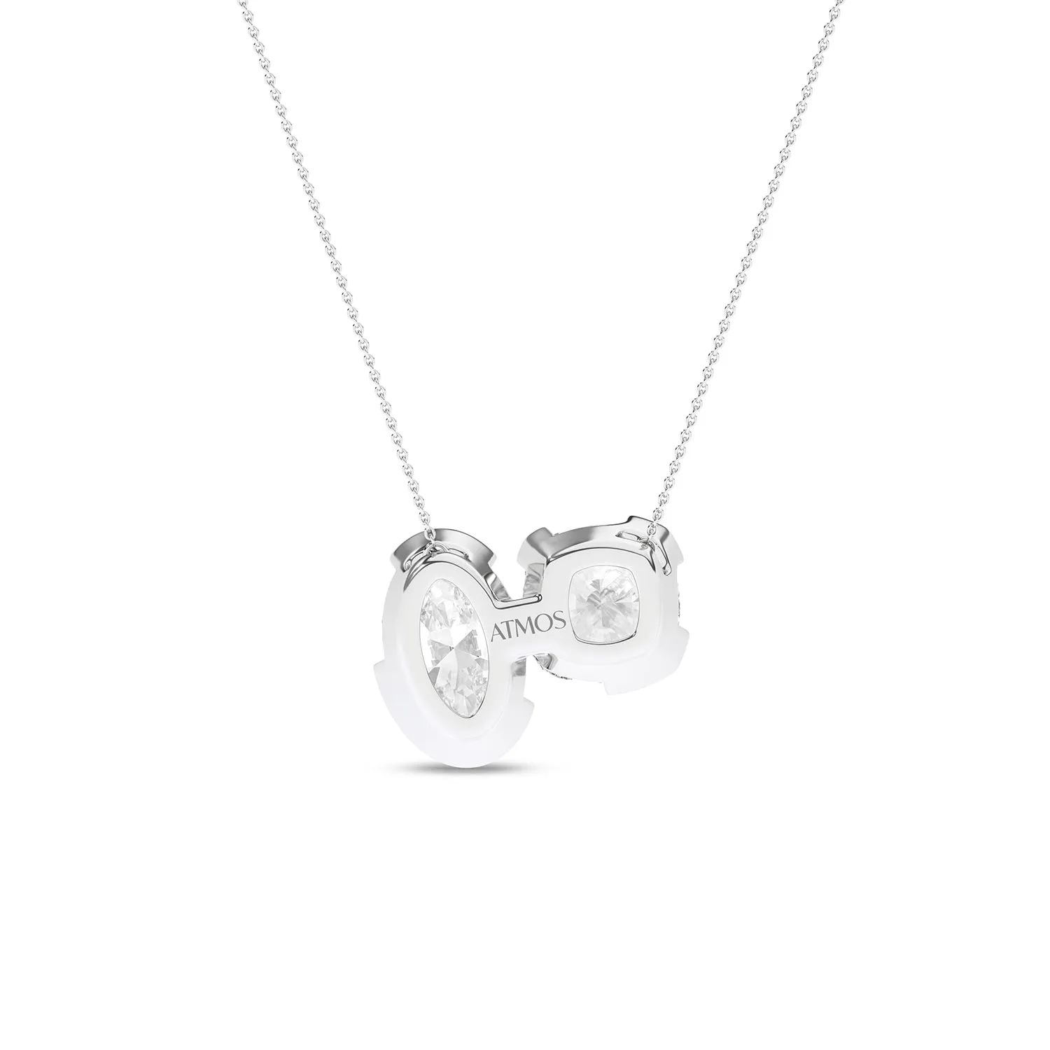 Cushion Oval Diamond Two-Stone Necklace