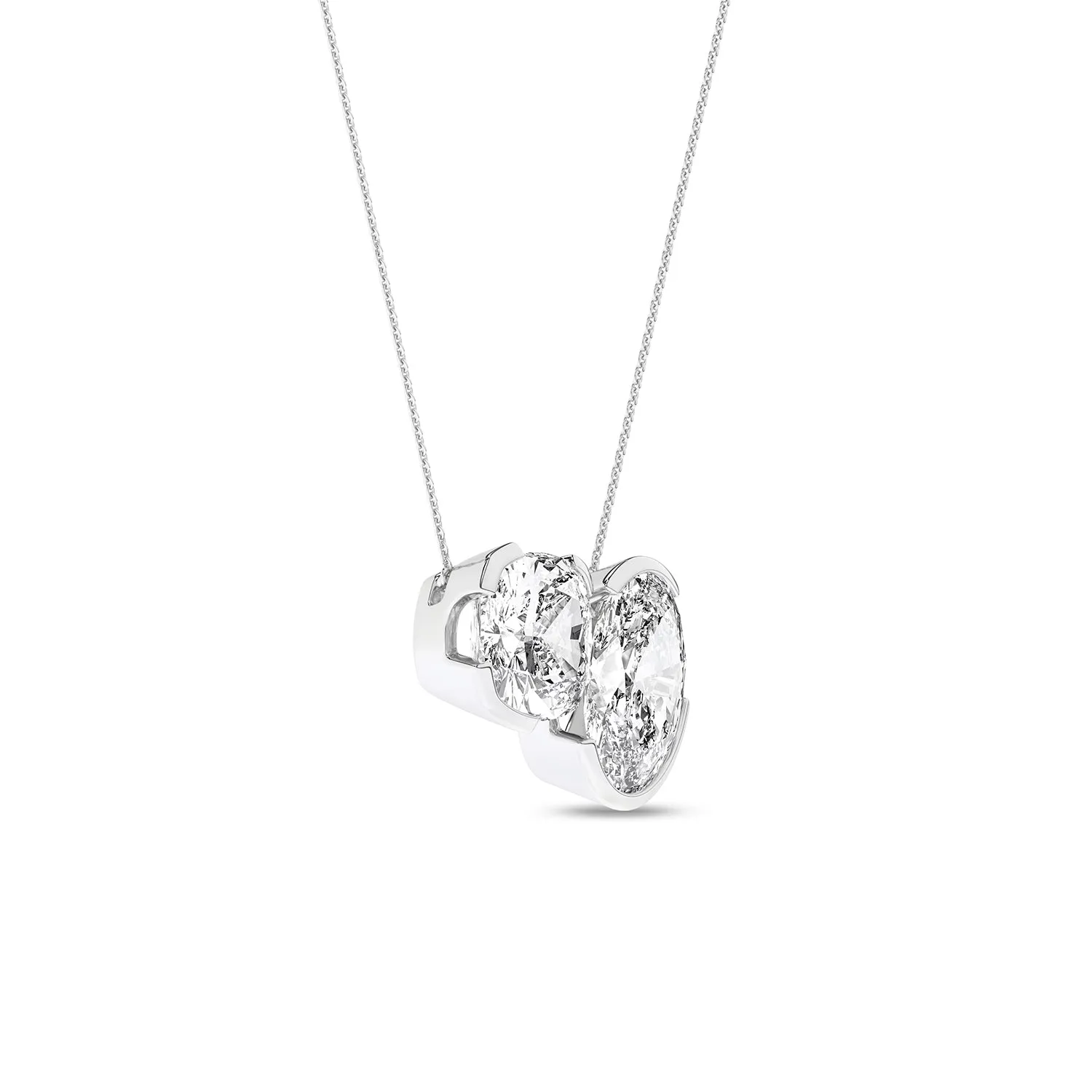 Cushion Oval Diamond Two-Stone Necklace