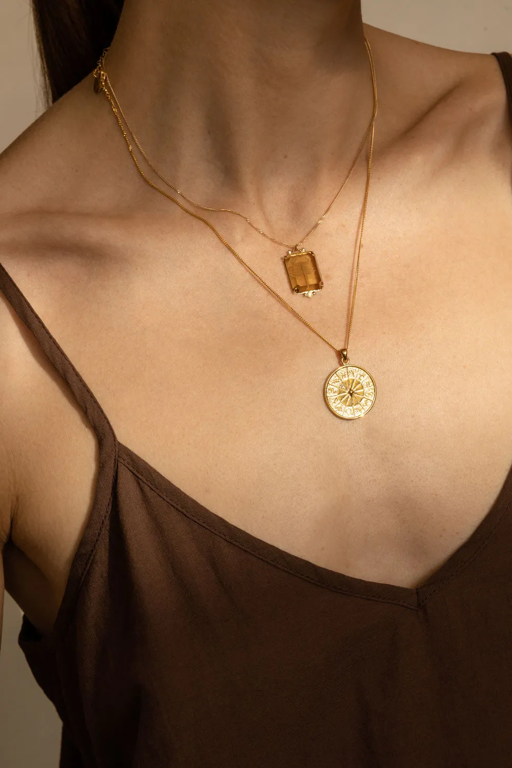 Custom Diamond Zodiac Coin Necklace Yellow Gold