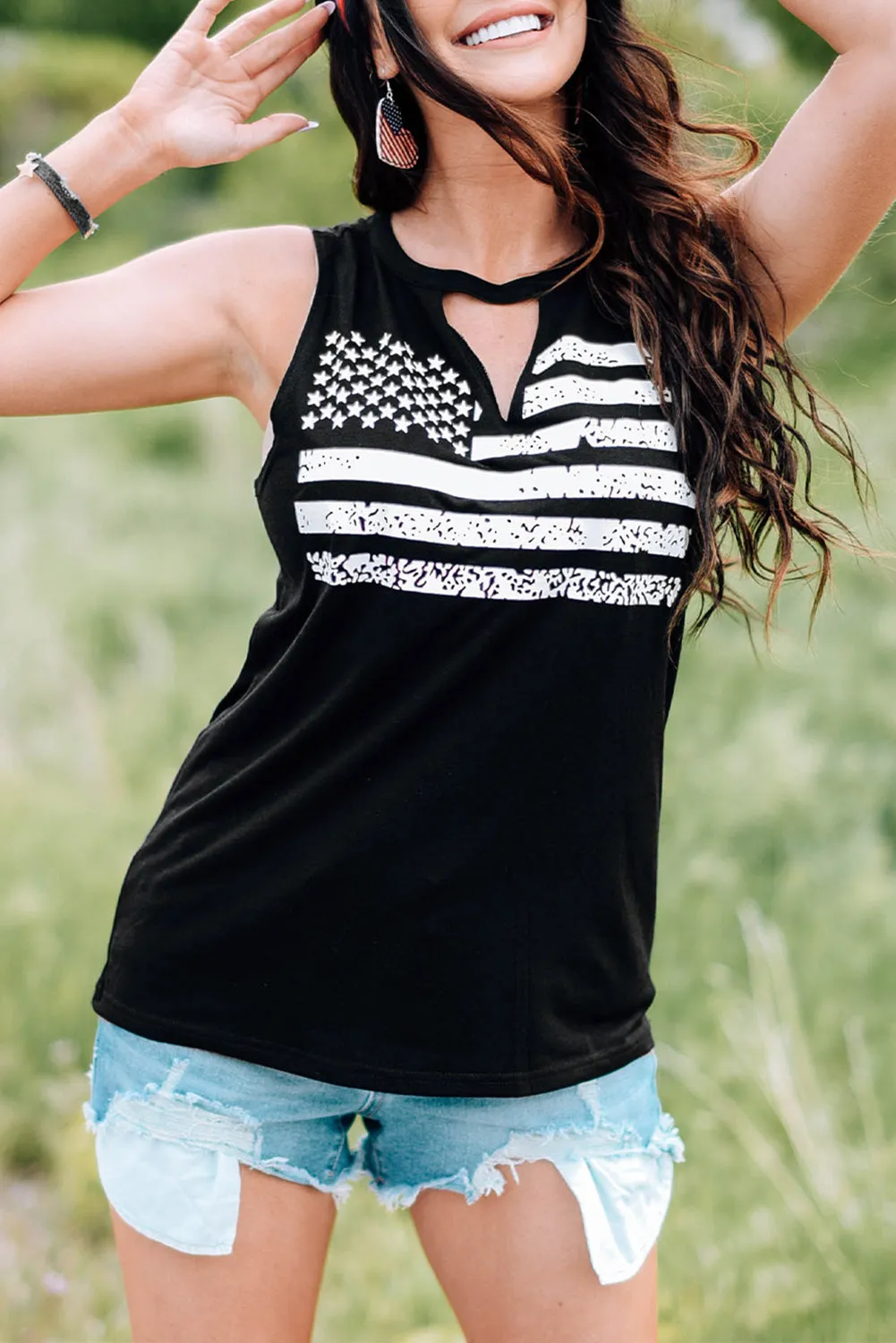 Cutout American Flag Tank Top