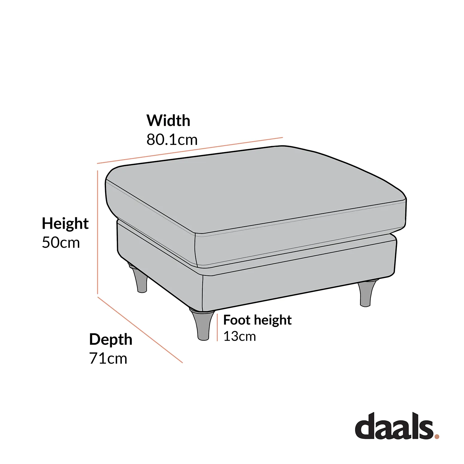 Daphnis Oatmeal Fabric Sofa, Footstool