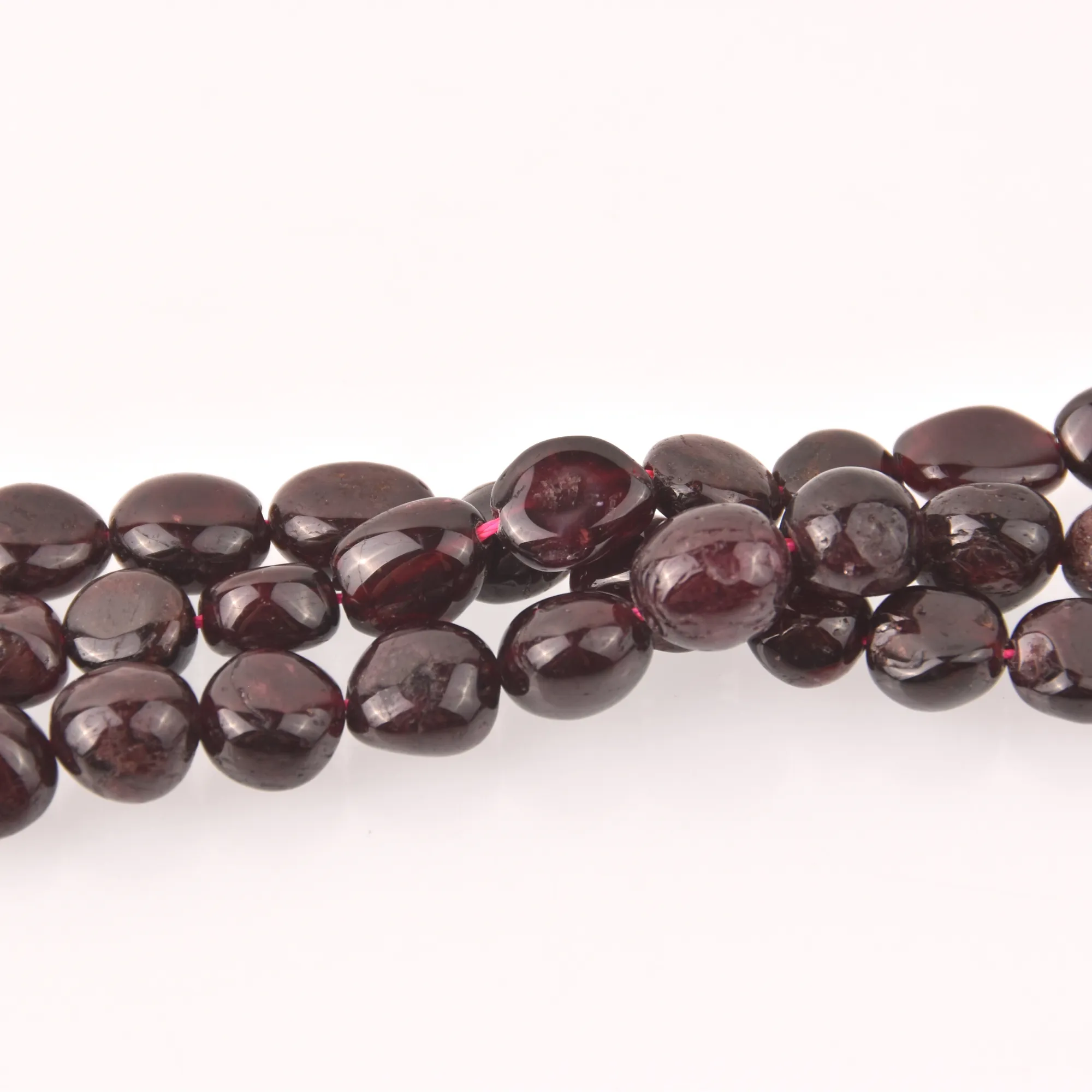 Dark Red Garnet Oval Pebble Half Strand, 8-10mm Gemstone Beads, 8 long gem0828