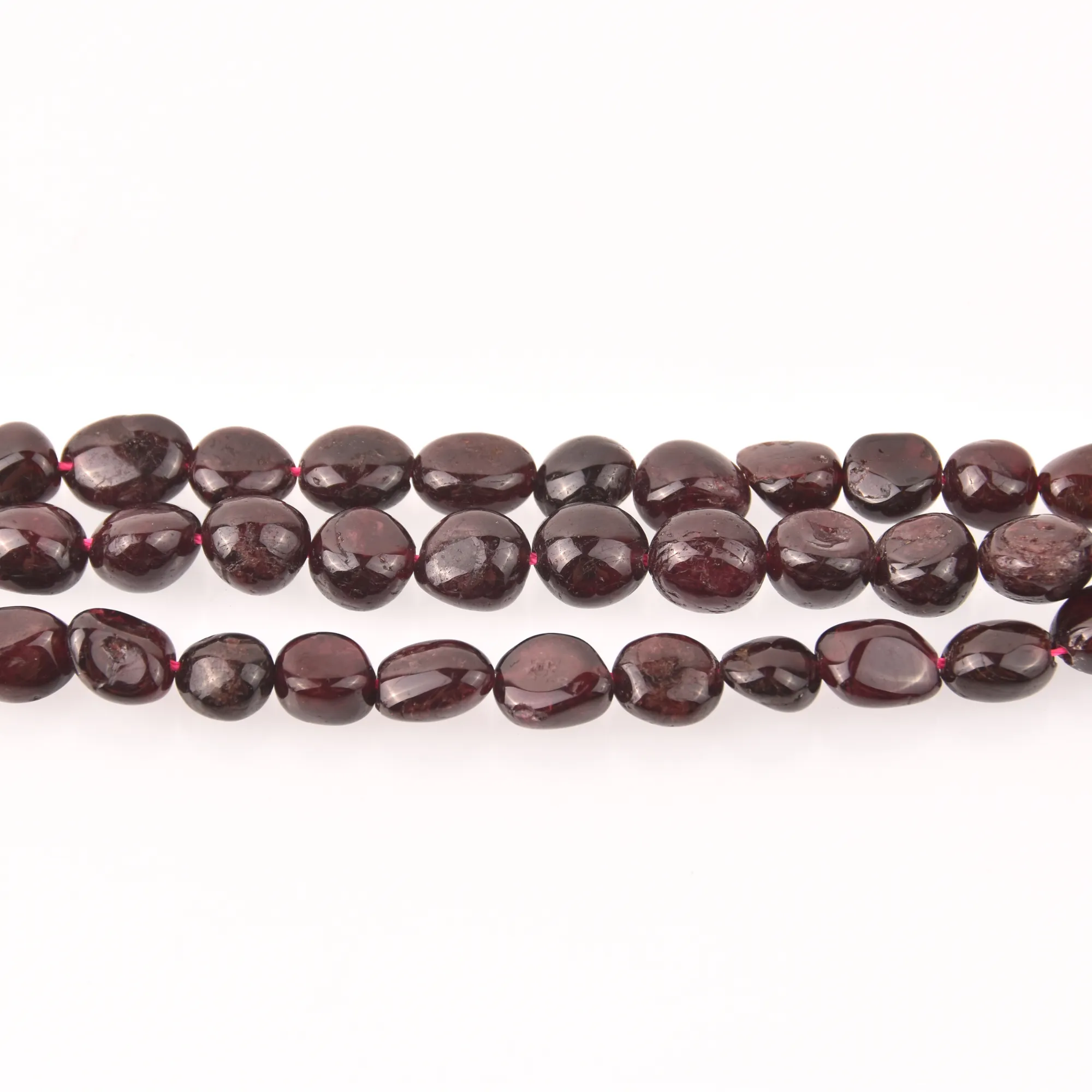 Dark Red Garnet Oval Pebble Half Strand, 8-10mm Gemstone Beads, 8 long gem0828