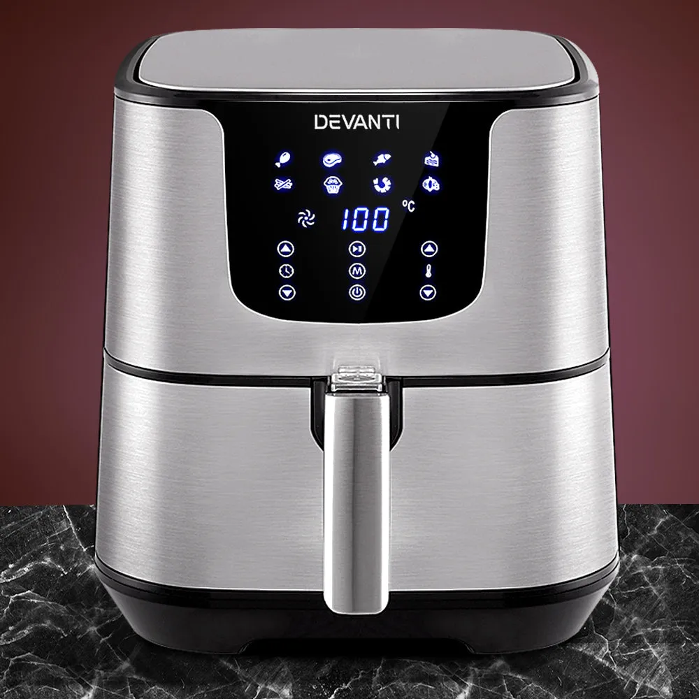 Devanti Air Fryer 7L LCD Fryers Stainless Steel